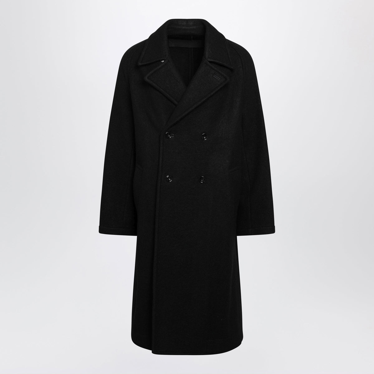 Lemaire Black Double-Breasted Coat In Wool And Alpaca Men LEMAIRE