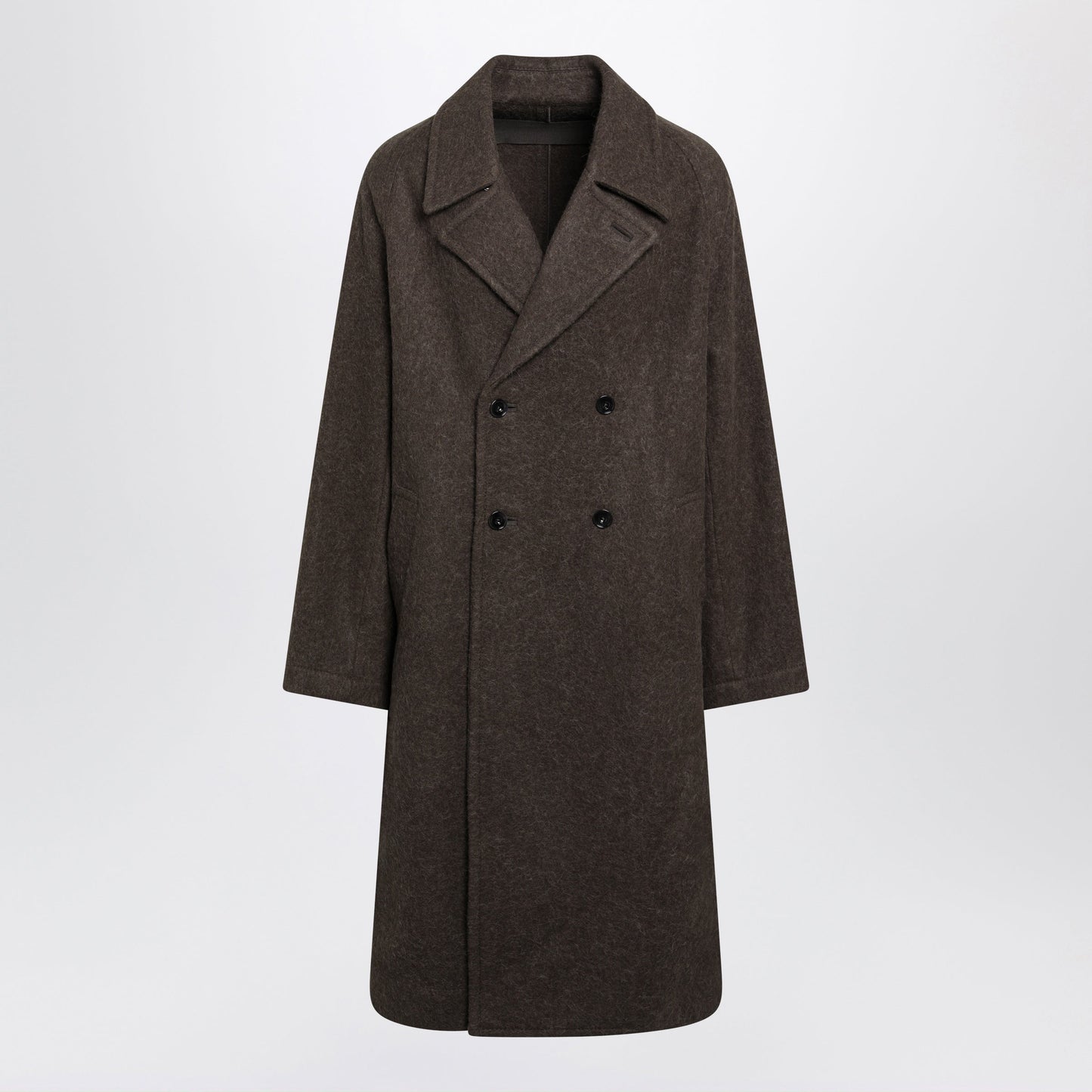 Lemaire Long Double-Breasted Mud Wool And Alpaca Coat Men LEMAIRE