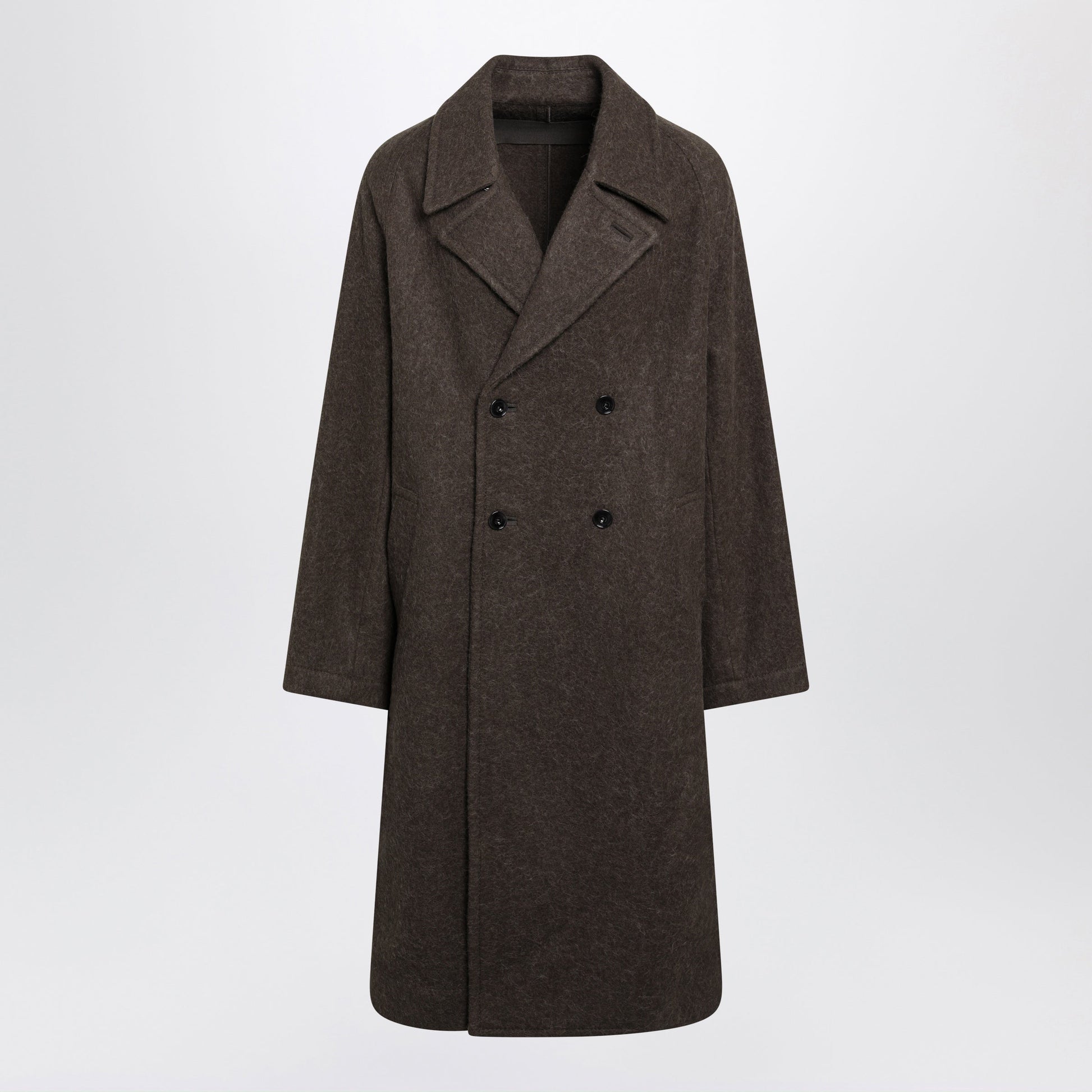Lemaire Long Double-Breasted Mud Wool And Alpaca Coat Men LEMAIRE