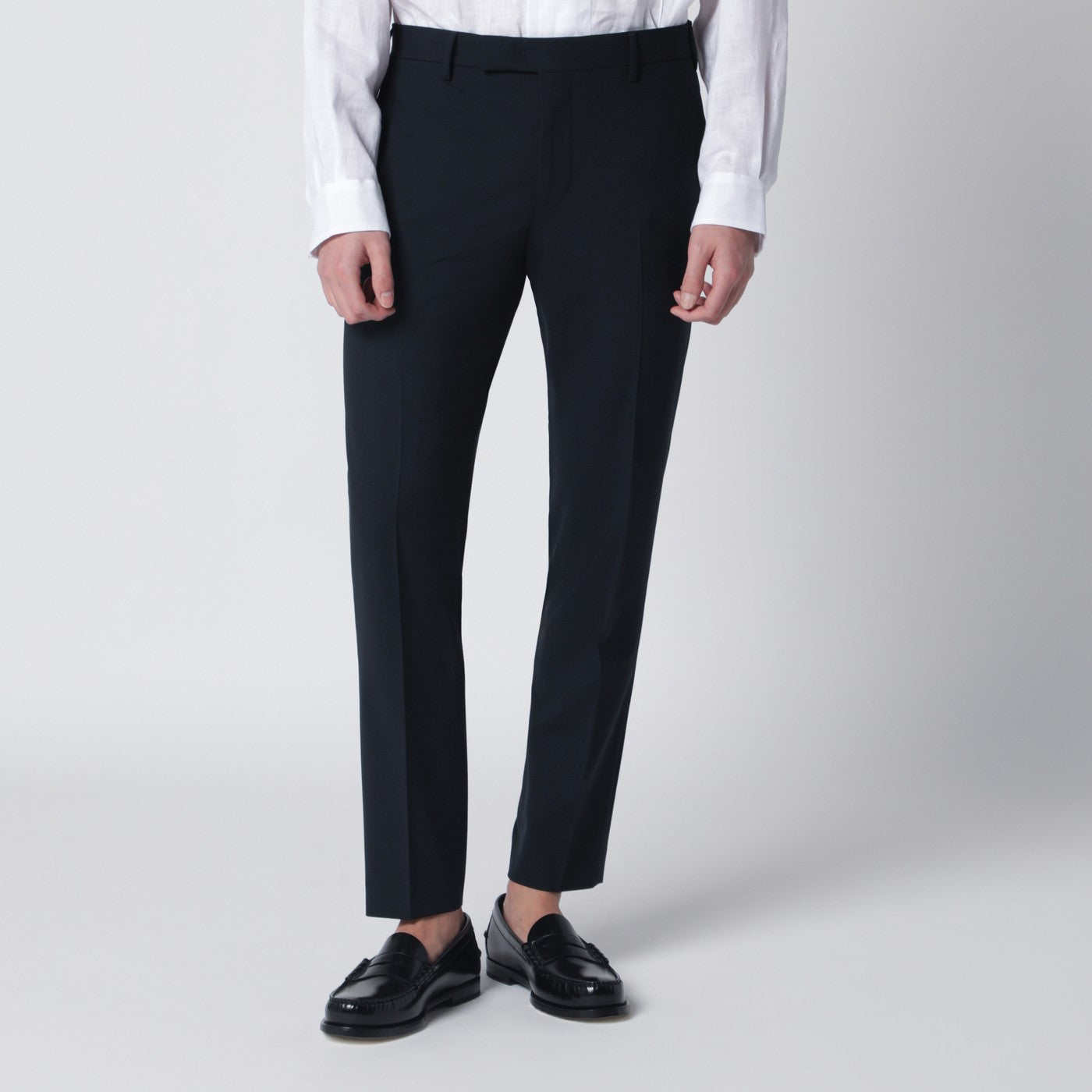 Pt Torino Navy Blue Wool-Blend Trousers Men PT Torino