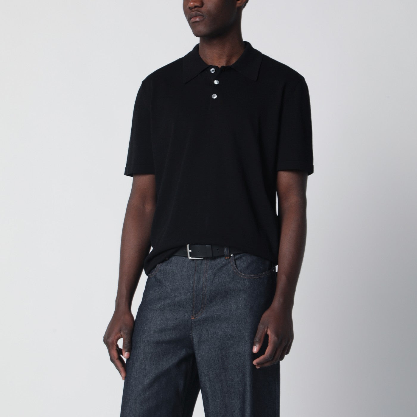 A.P.C. Black Cotton Knit Polo Shirt Men A.P.C.