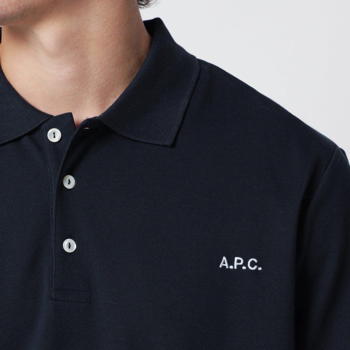 A.P.C. Dark Blue Cotton Polo Shirt With Embroidered Logo Men A.P.C.