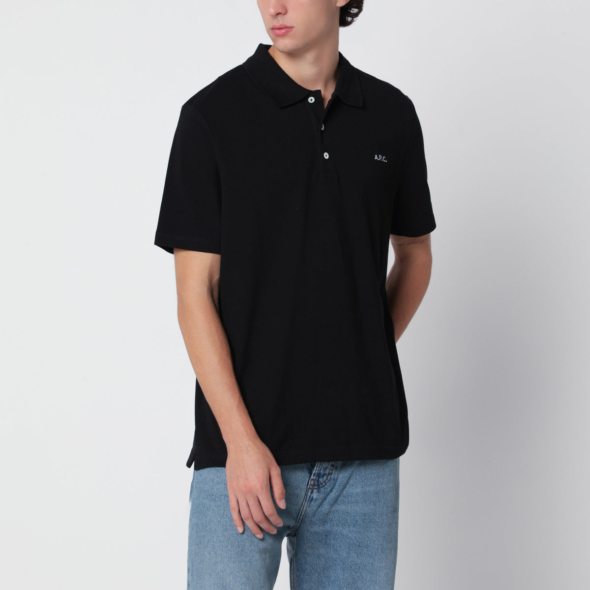 A.P.C. Black Cotton Polo Shirt With Embroidered Logo Men A.P.C.