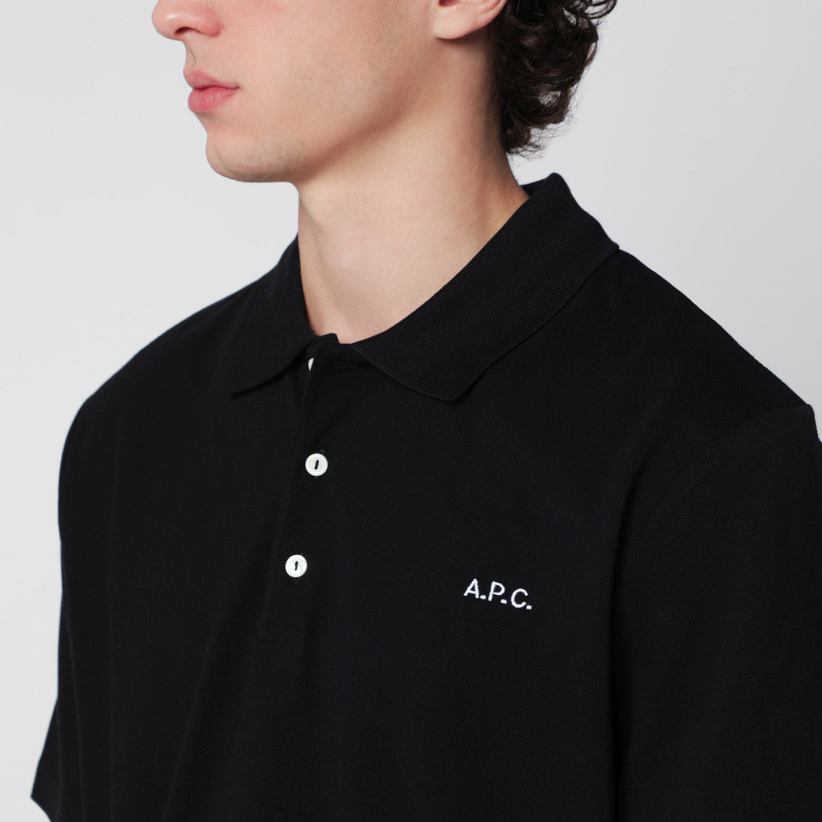 A.P.C. Black Cotton Polo Shirt With Embroidered Logo Men A.P.C.