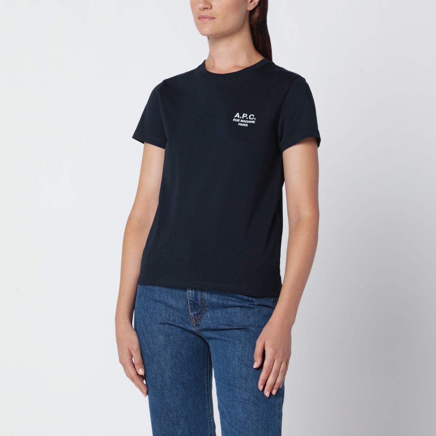 A.P.C. Dark Blue Cotton T-Shirt With Embroidery Women A.P.C.