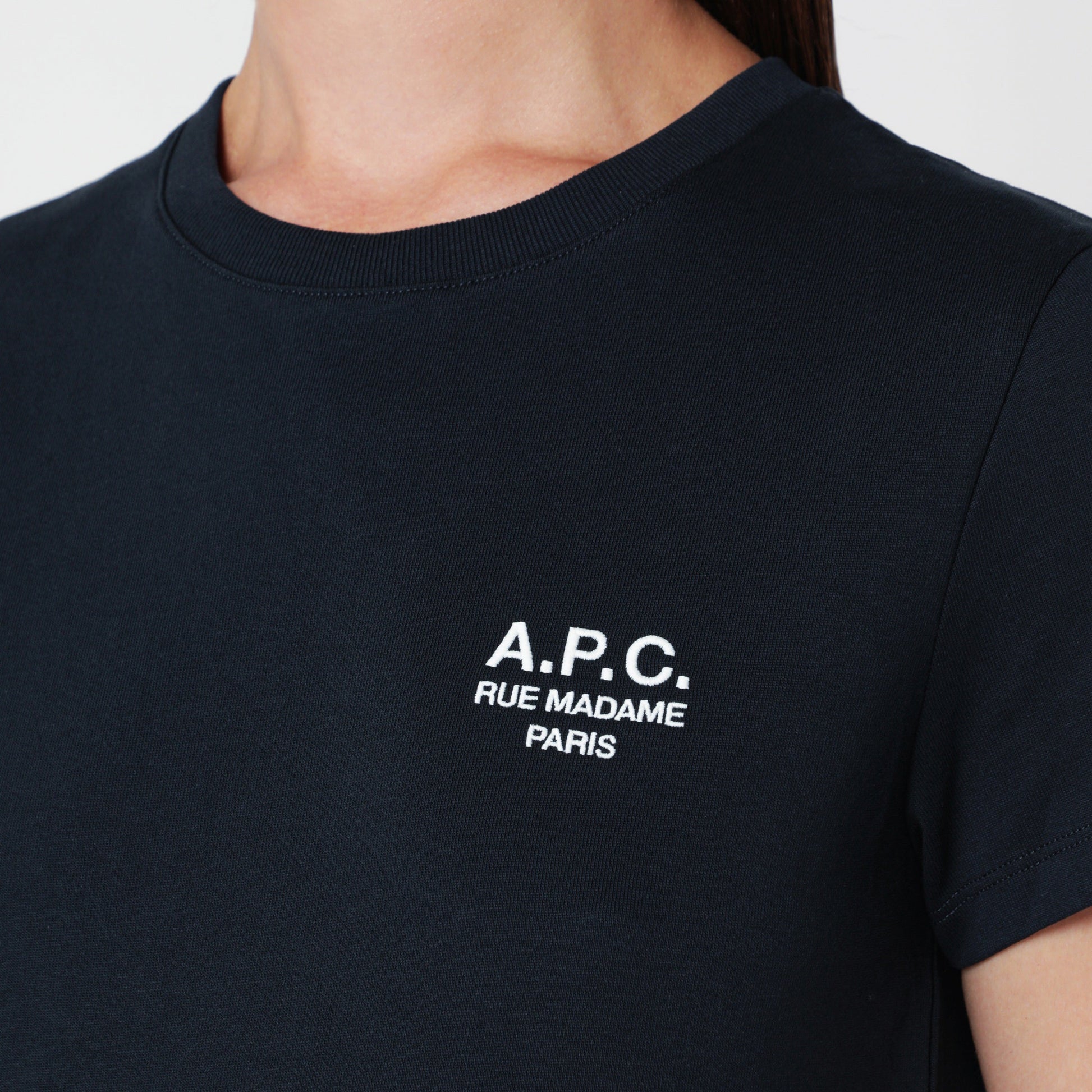 A.P.C. Dark Blue Cotton T-Shirt With Embroidery Women A.P.C.