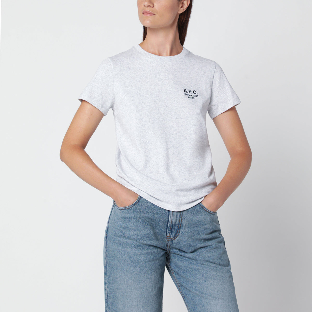 A.P.C. Gray Cotton T-Shirt With Embroidery Women A.P.C.