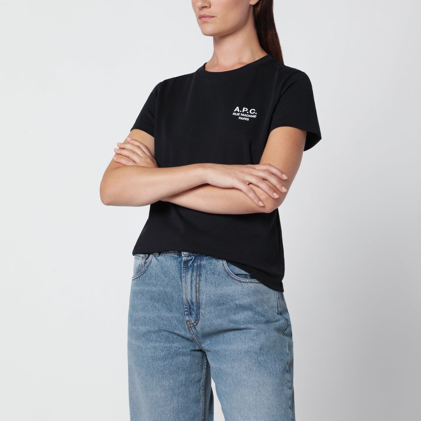 A.P.C. Black Cotton T-Shirt With Embroidery Women A.P.C.