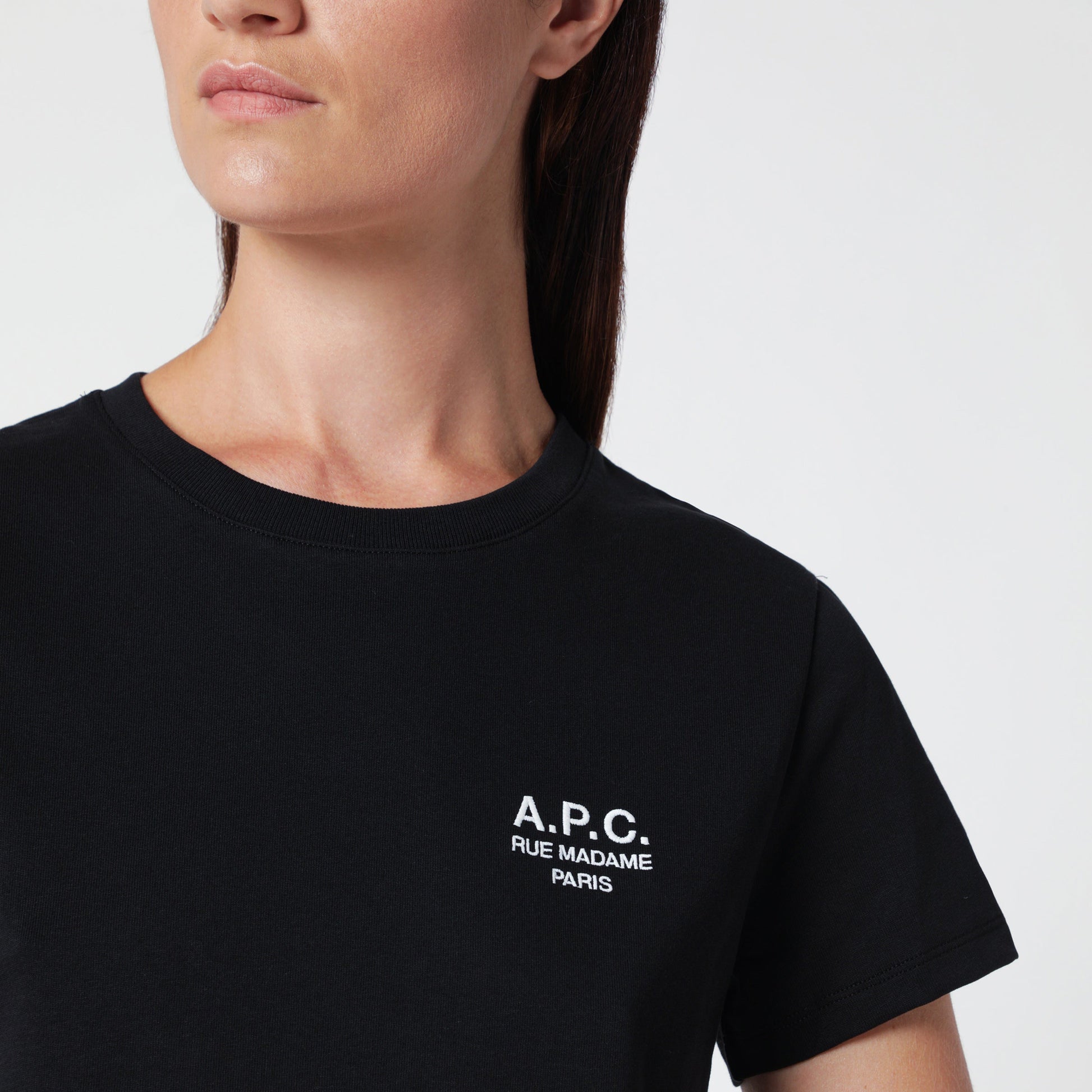 A.P.C. Black Cotton T-Shirt With Embroidery Women A.P.C.