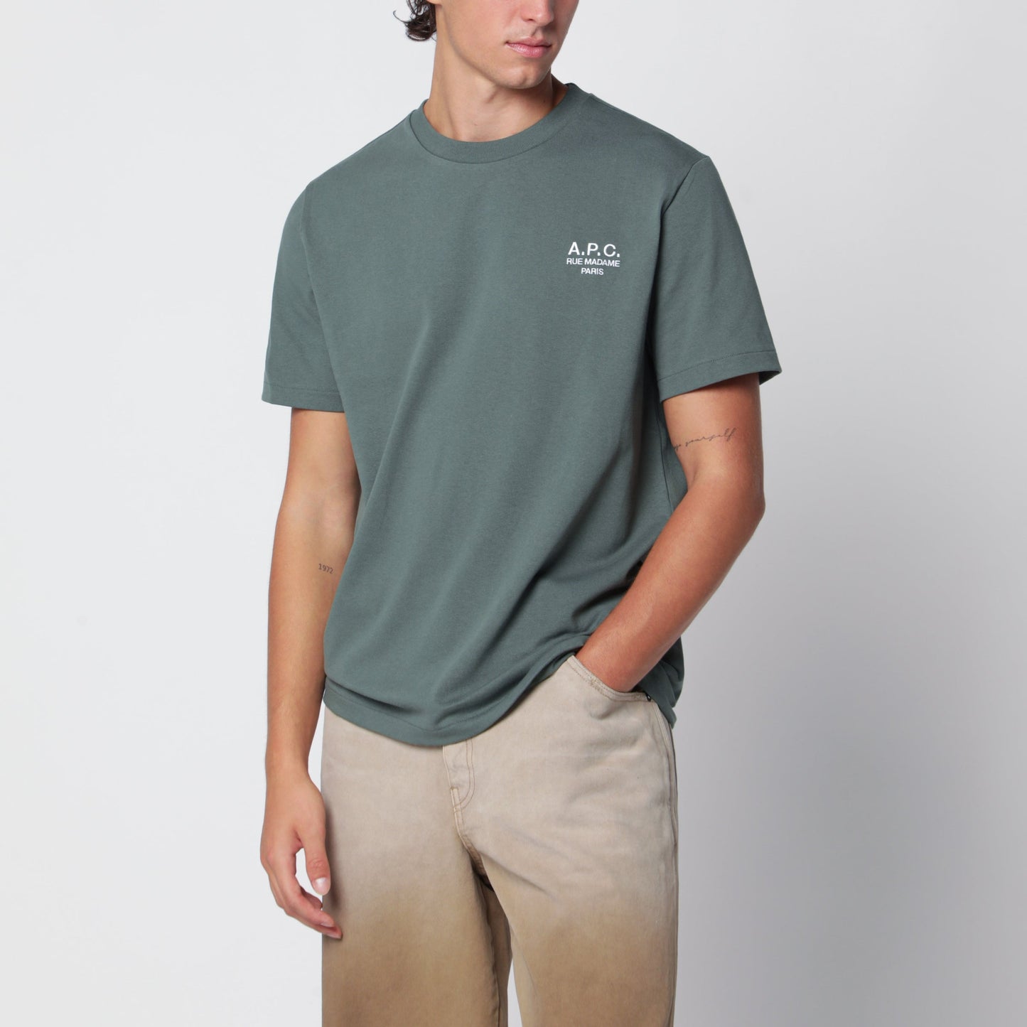 A.P.C. Rue Madame T-Shirt In Green Cotton Men A.P.C.