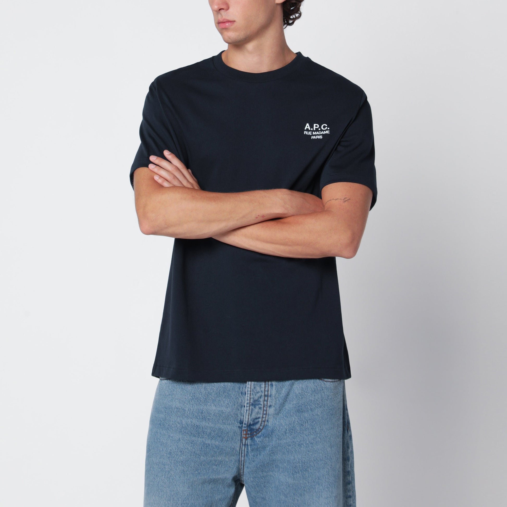 A.P.C. Rue Madame T-Shirt In Navy Blue Cotton Men A.P.C.