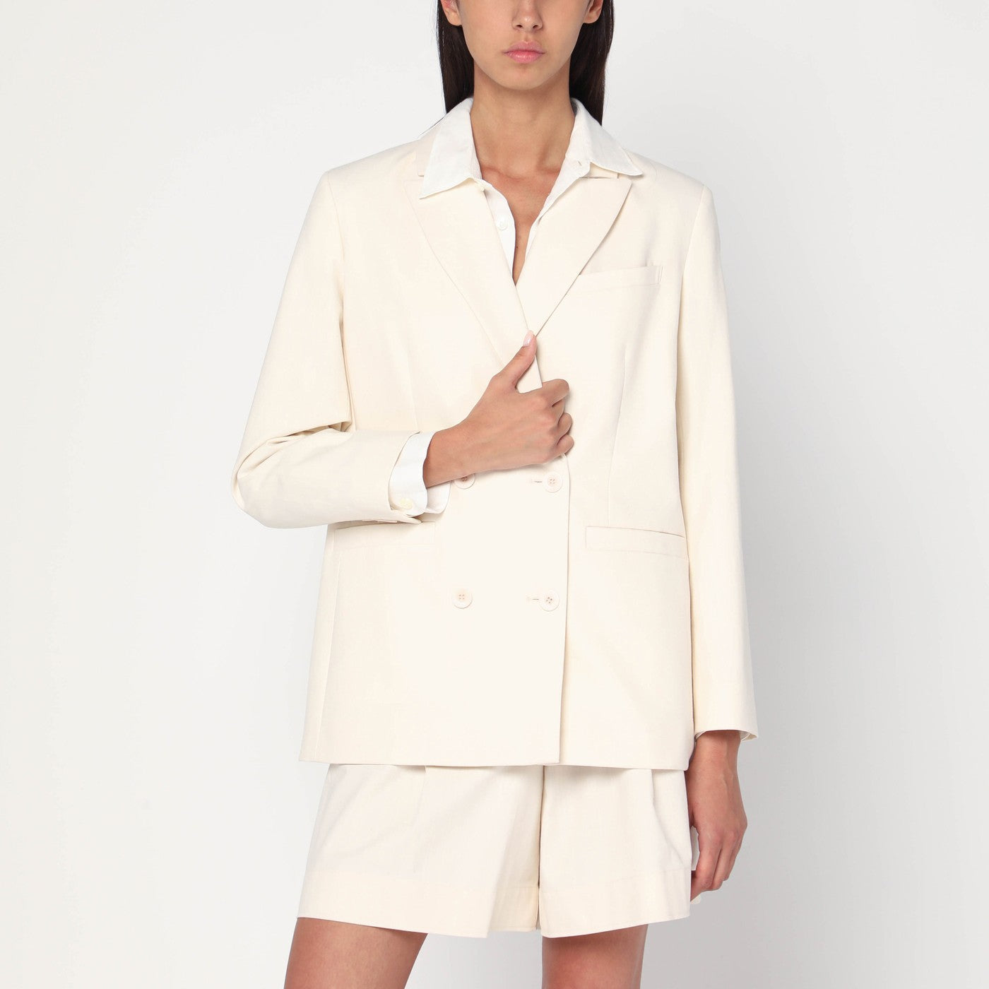 A.P.C. Double-Breasted Jacket In Ecru Cotton Women A.P.C.