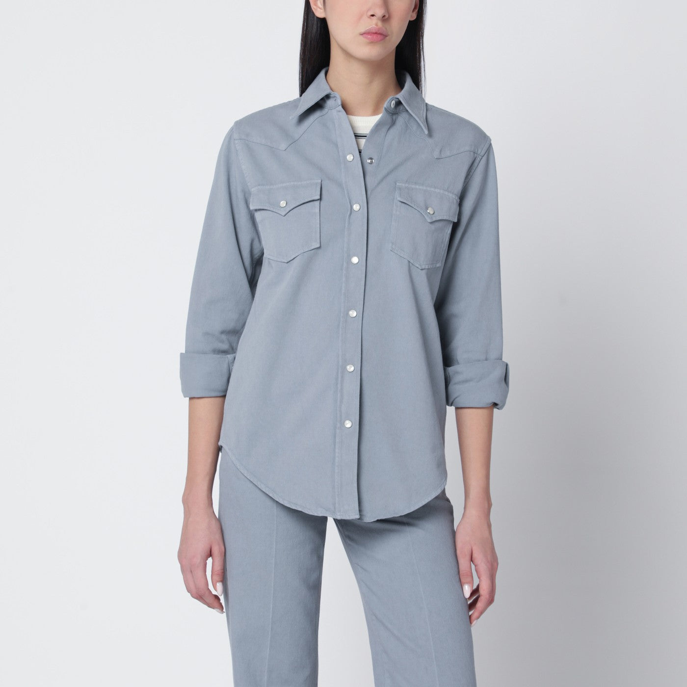 A.P.C. Blue-Grey Cotton Shirt Women A.P.C.