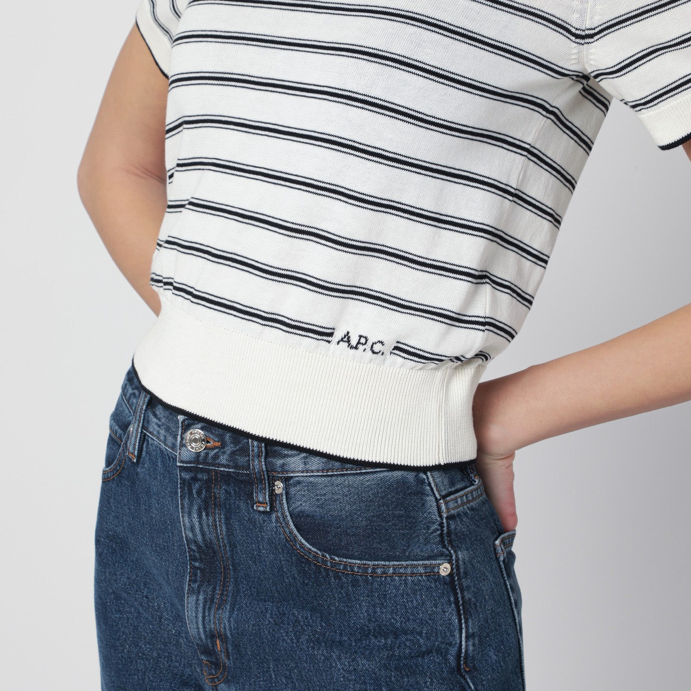 A.P.C. White Knit Top With Ecru/Black Stripes Women A.P.C.