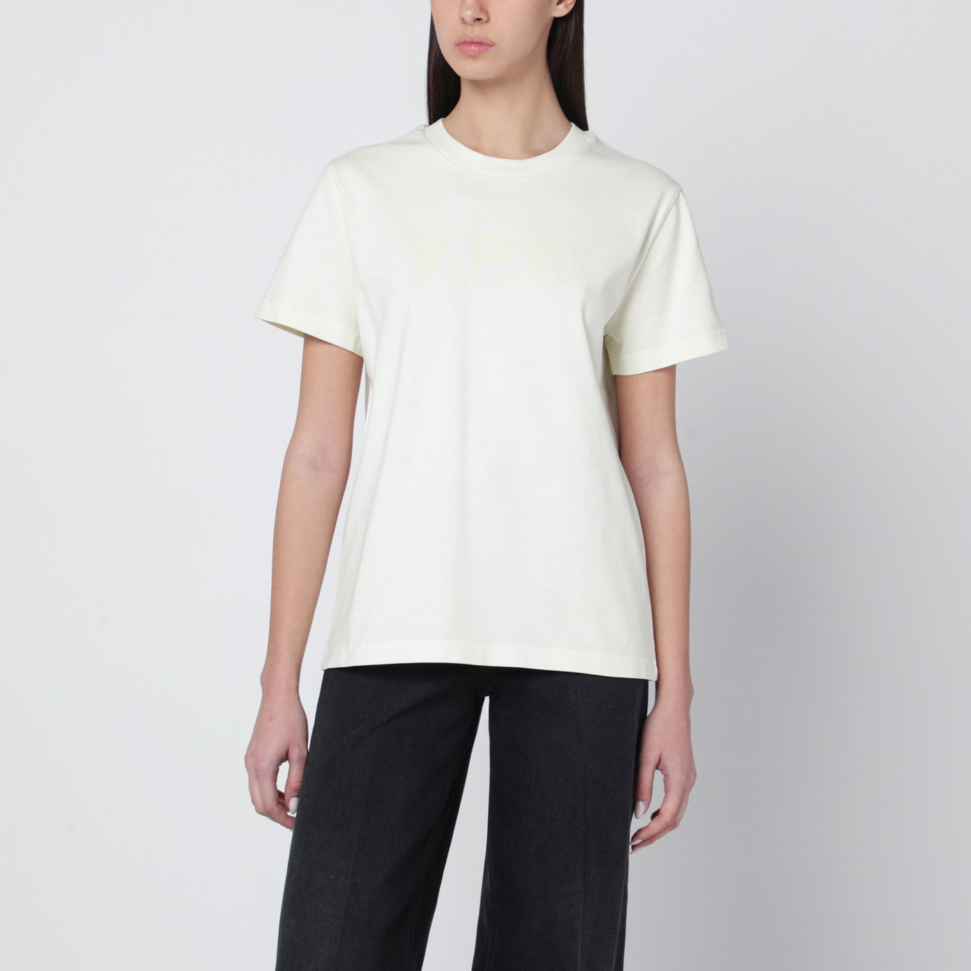 A.P.C. T-Shirt With Crew Neck In Ecru With Logo Women A.P.C.