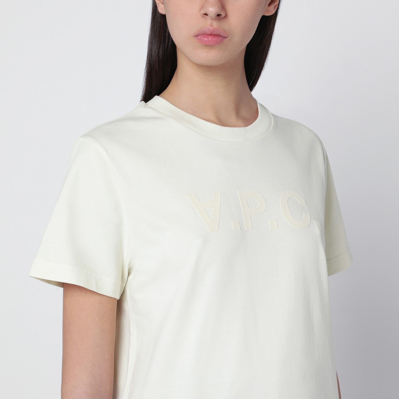 A.P.C. T-Shirt With Crew Neck In Ecru With Logo Women A.P.C.