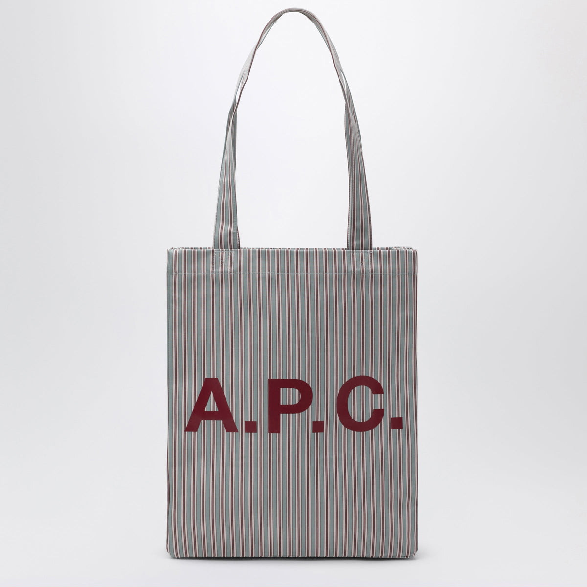 A.P.C. Green/Burgundy Striped Lou Tote Bag In Cotton Women A.P.C.