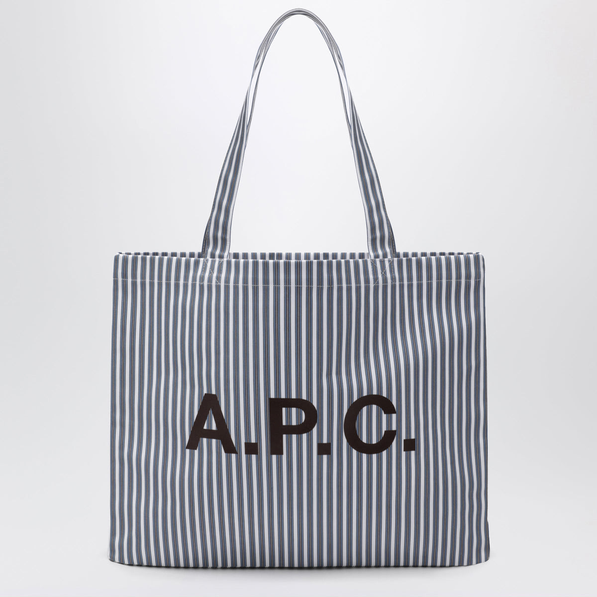 A.P.C. Light Blue Striped Lou Large Tote Bag In Cotton Women A.P.C.