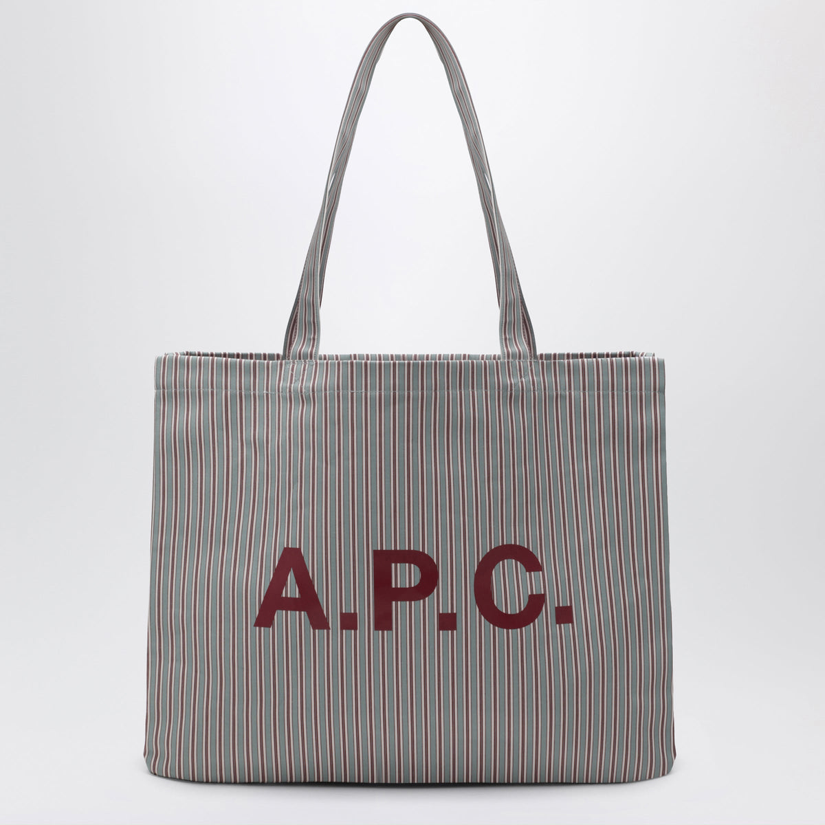 A.P.C. Green/Burgundy Striped Lou Large Tote Bag In Cotton Women A.P.C.