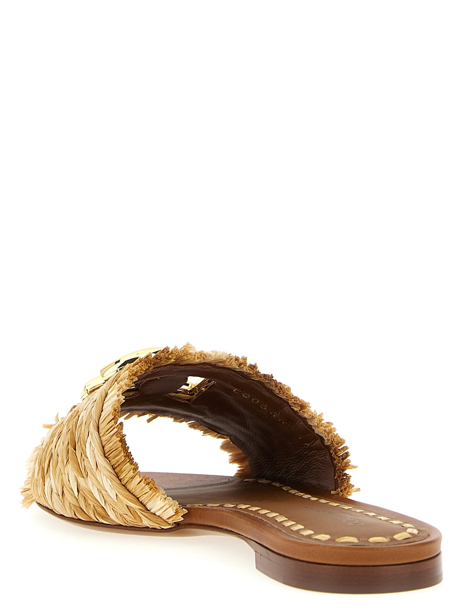 Dolce & Gabbana Women Raffia Braid Slides DOLCE & GABBANA