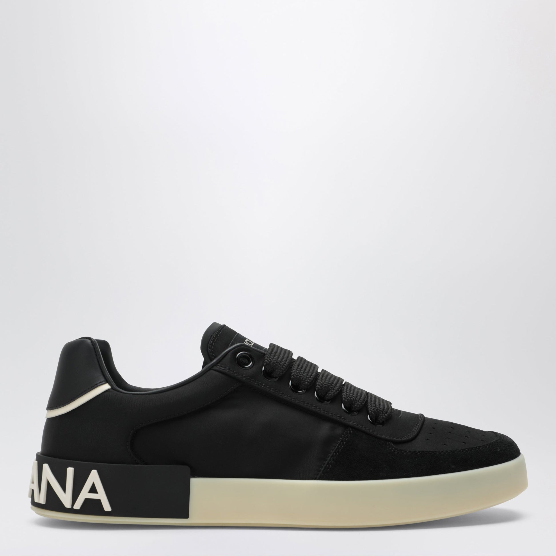 Dolce&Gabbana Portofino Panelled Sneakers In Black Leather Men DOLCE & GABBANA