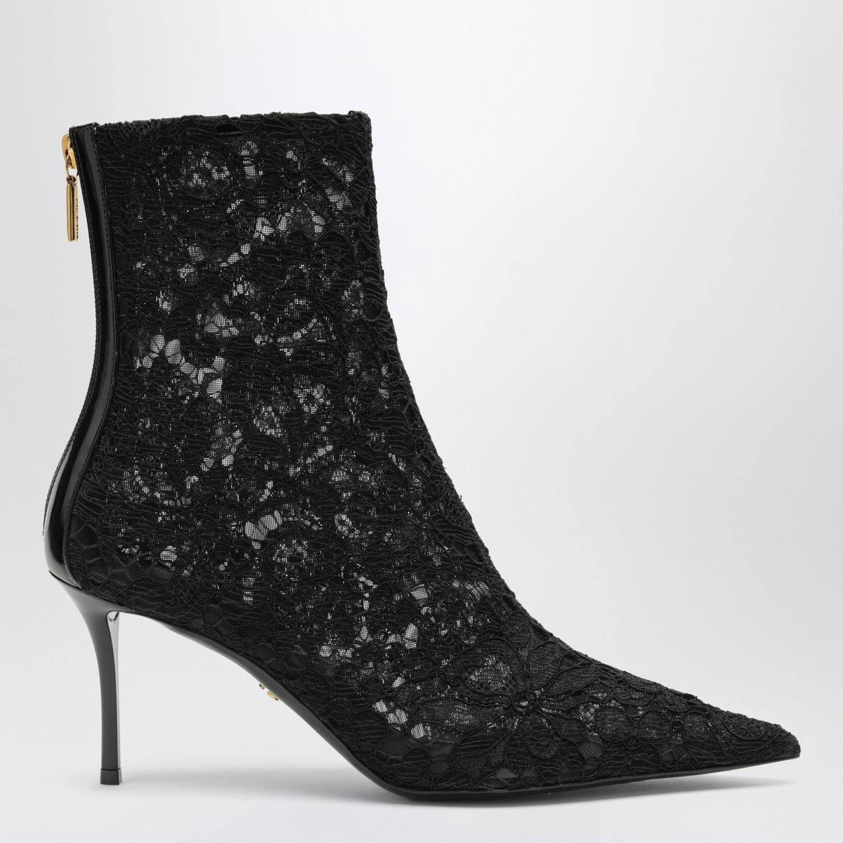 Dolce&Gabbana Black Lace And Patent Leather Ankle Boot Women DOLCE & GABBANA