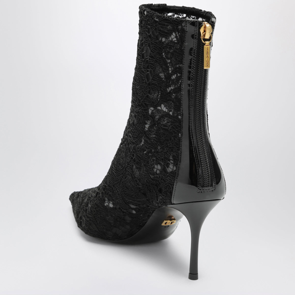Dolce&Gabbana Black Lace And Patent Leather Ankle Boot Women DOLCE & GABBANA