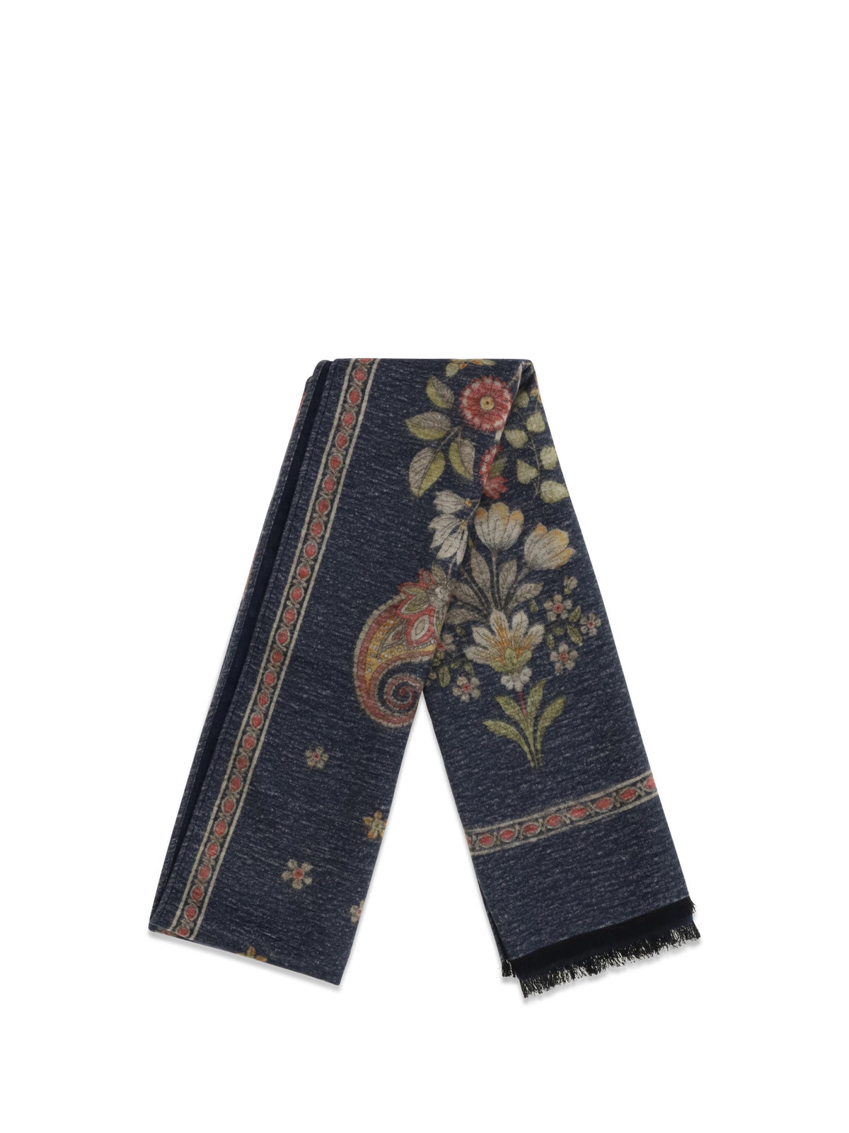 Kiton Men Silk Scarf With Fringes KITON