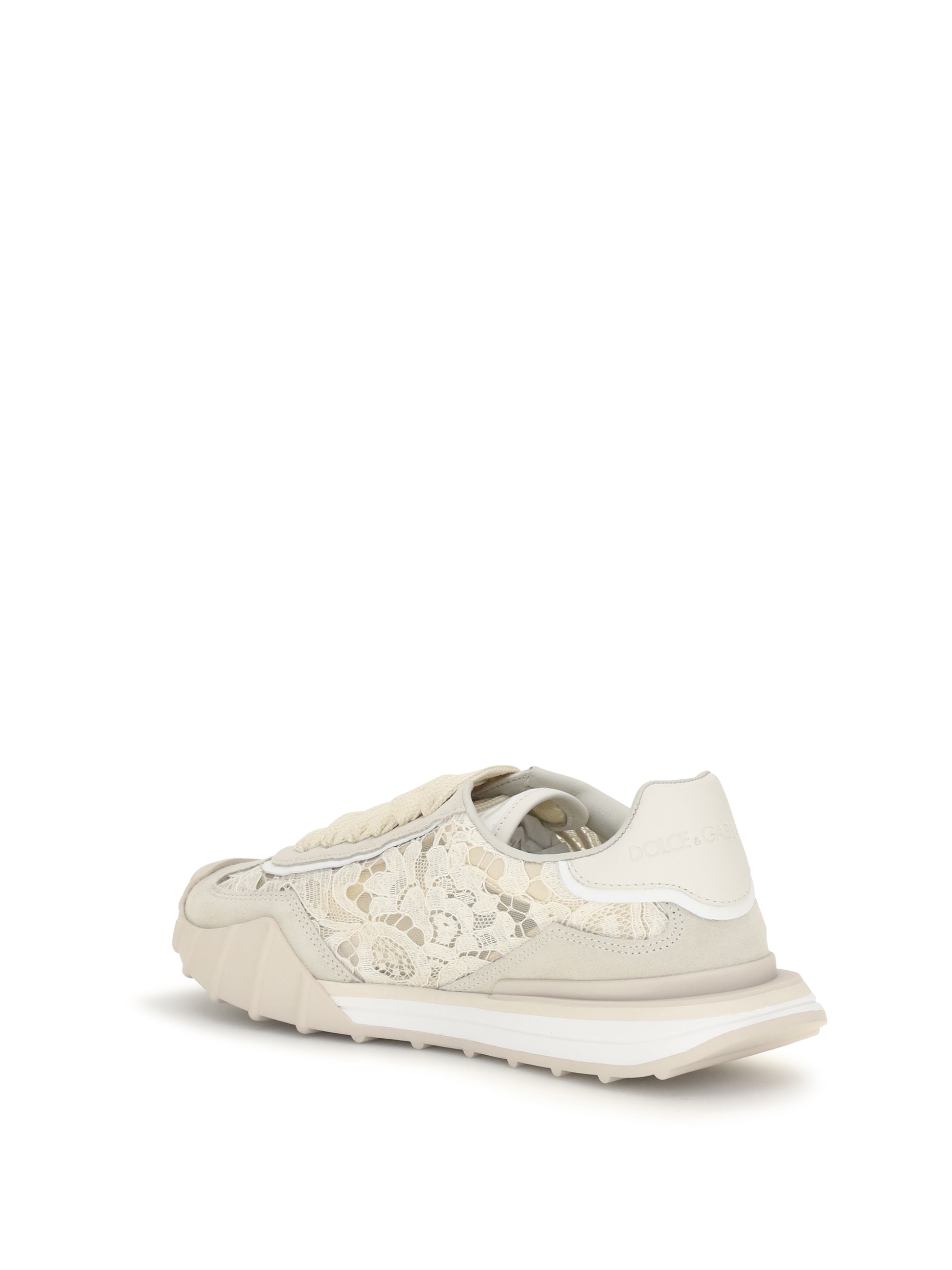 Dolce & Gabbana Women Leather And Lace Sneakers DOLCE & GABBANA