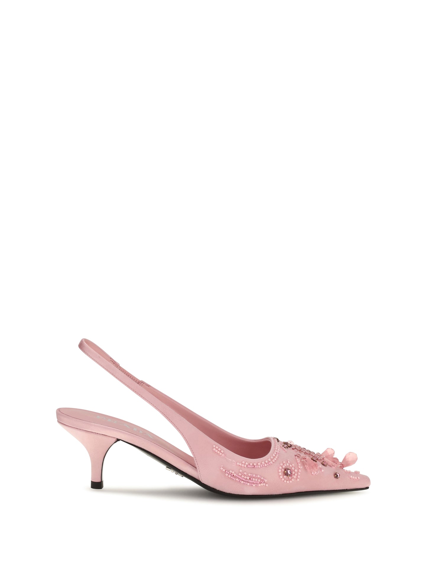Prada Women Embroidered Satin Slingback Pumps PRADA
