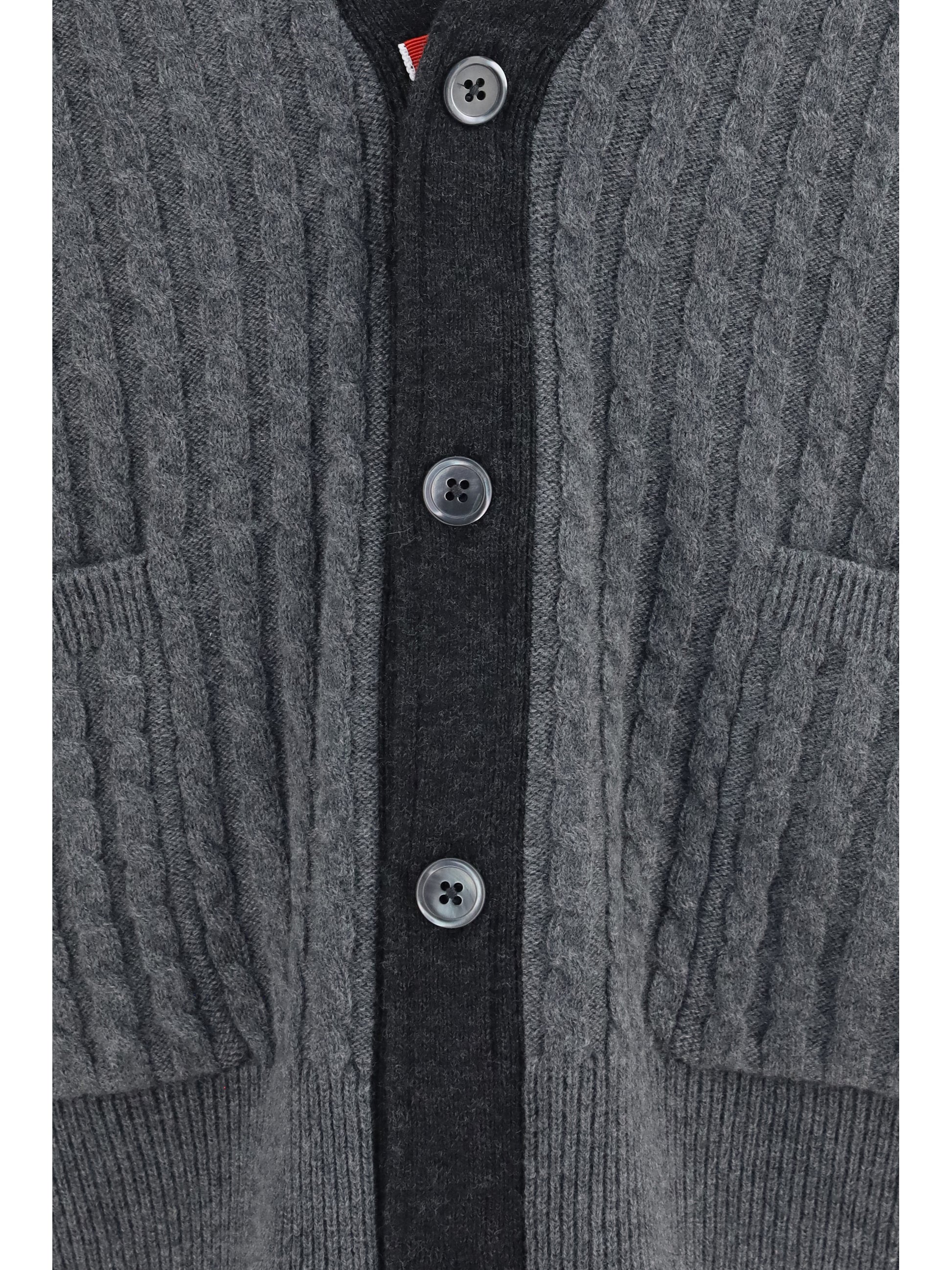 Thom Browne Men Virgin Wool V-Neck Cardigan THOM BROWNE