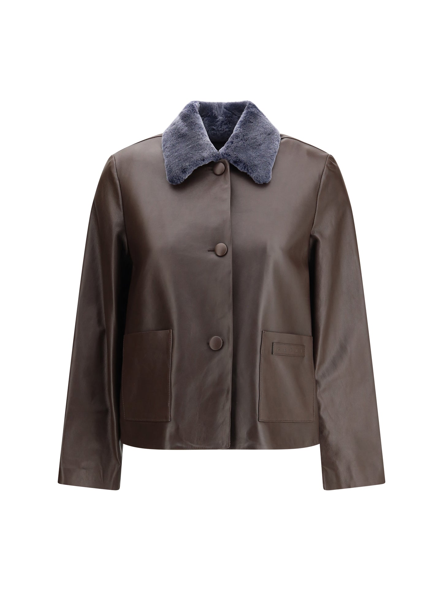 Marni Women Leather Jacket With A Shearling Collar MARNI