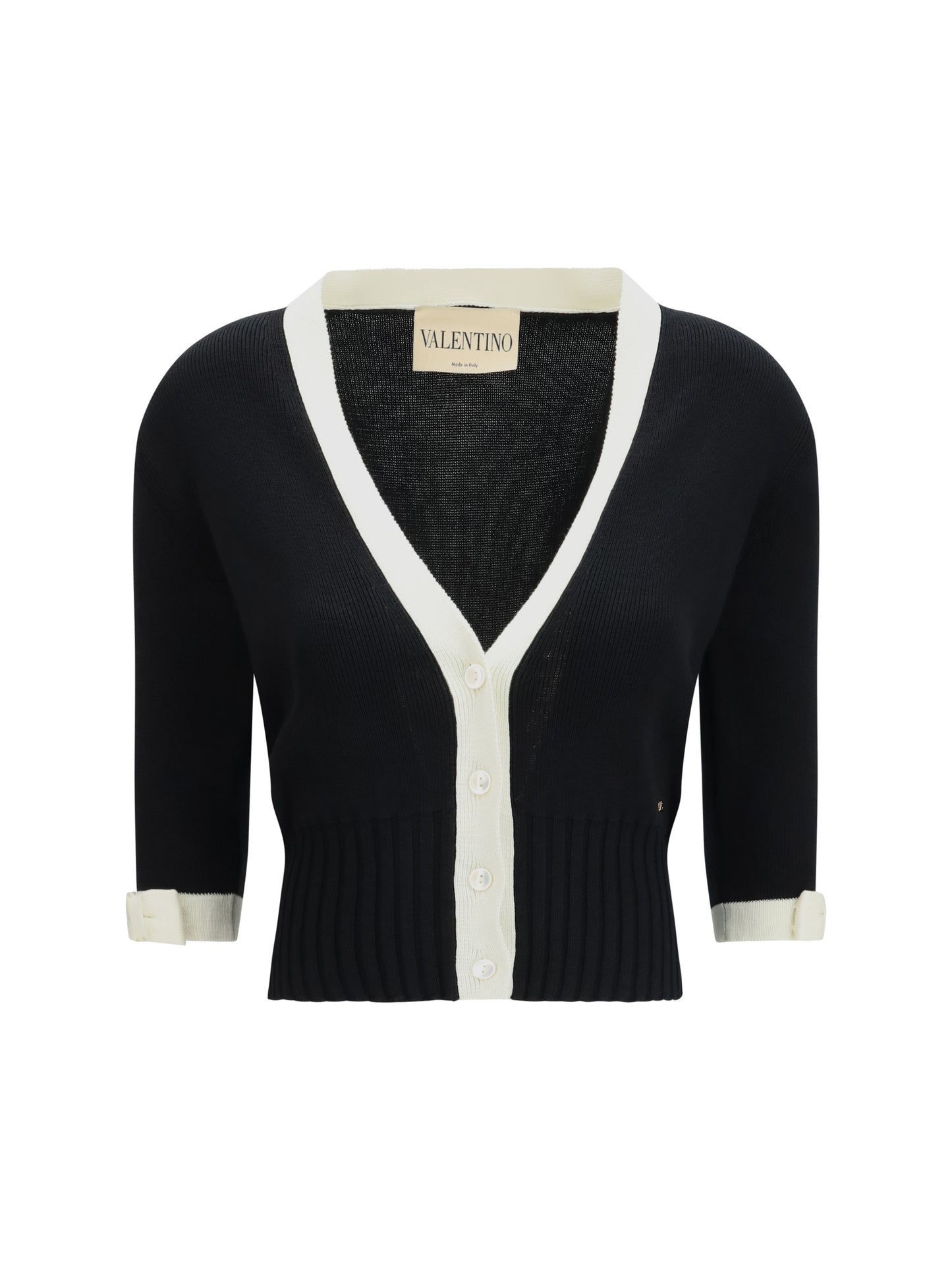 Valentino Women Bicolor V-Neck Cardigan VALENTINO