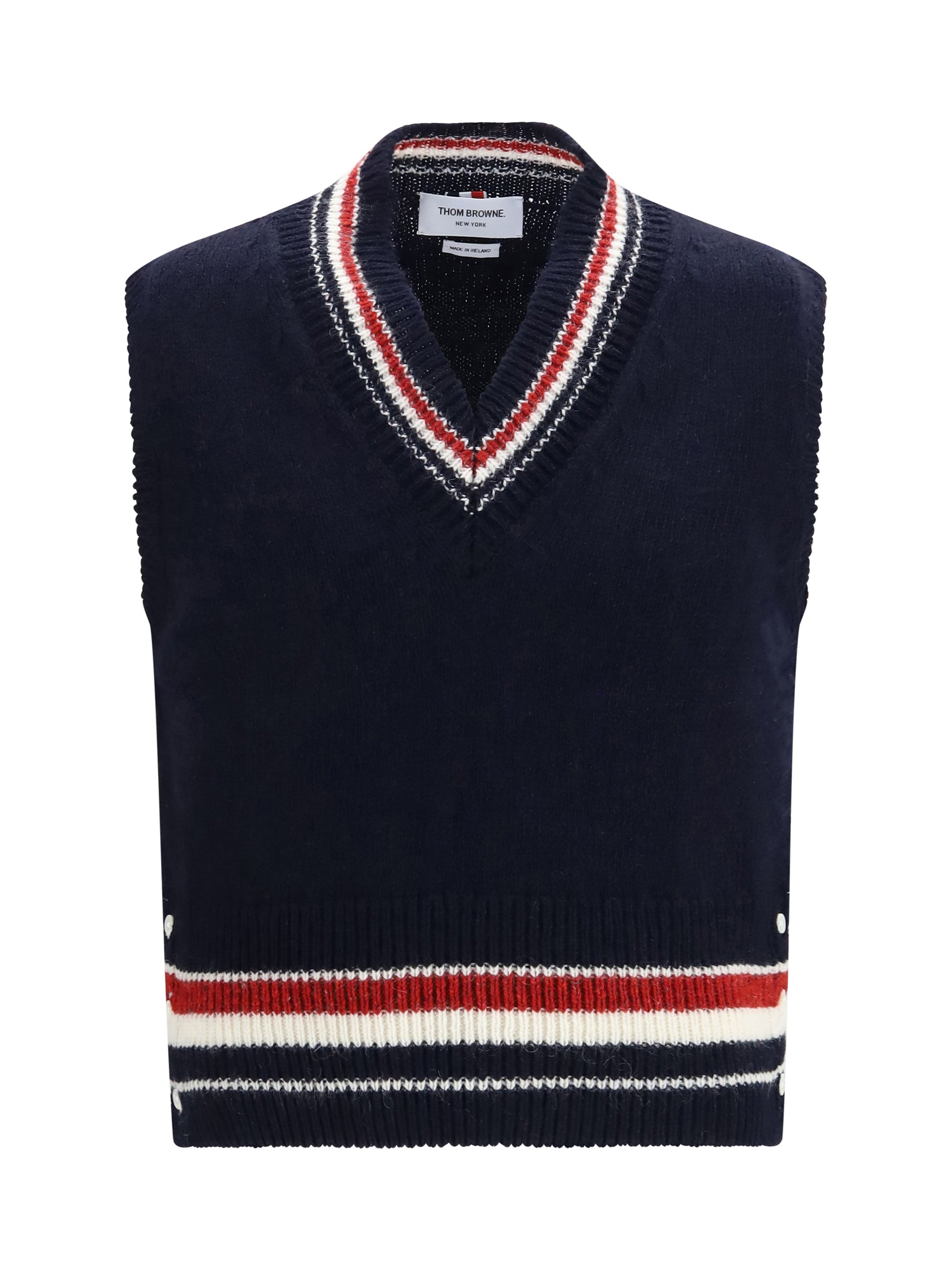 Thom Browne Men Hector Jersey V-Neck Vest THOM BROWNE