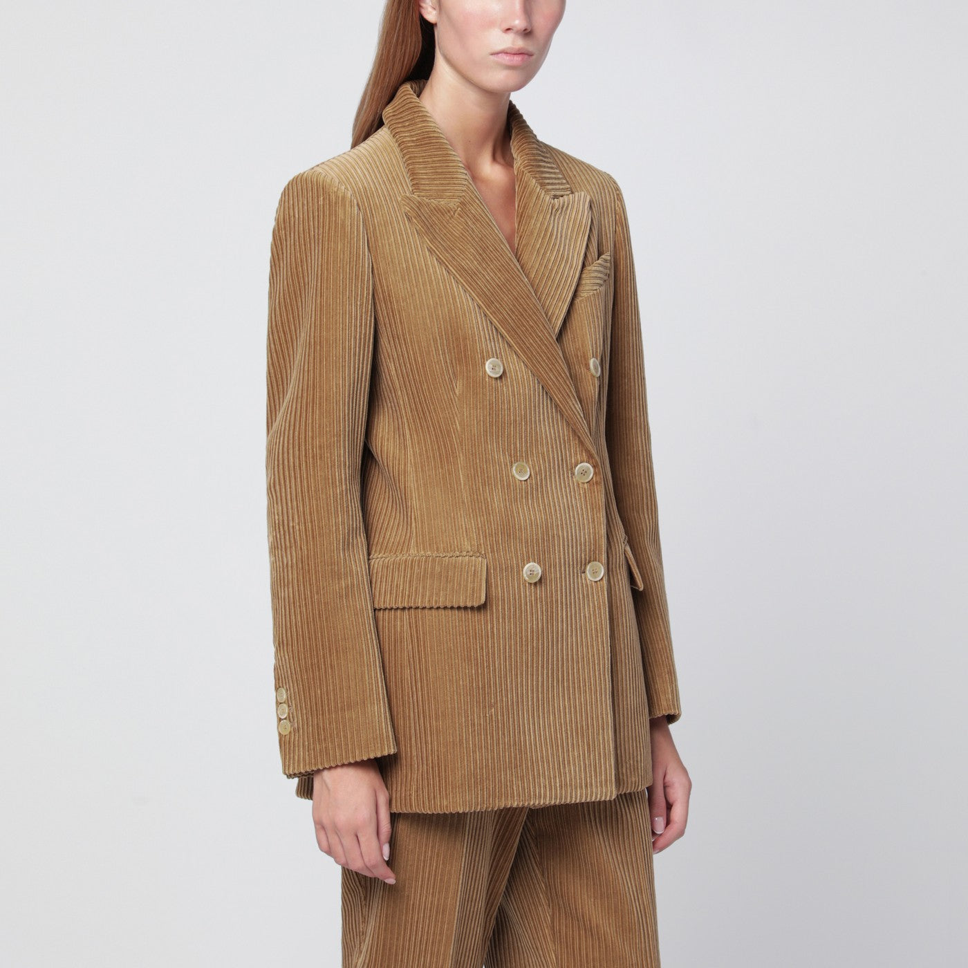 P.A.R.O.S.H. Camel-Coloured Ribbed Velvet Jacket Women P.A.R.O.S.H.