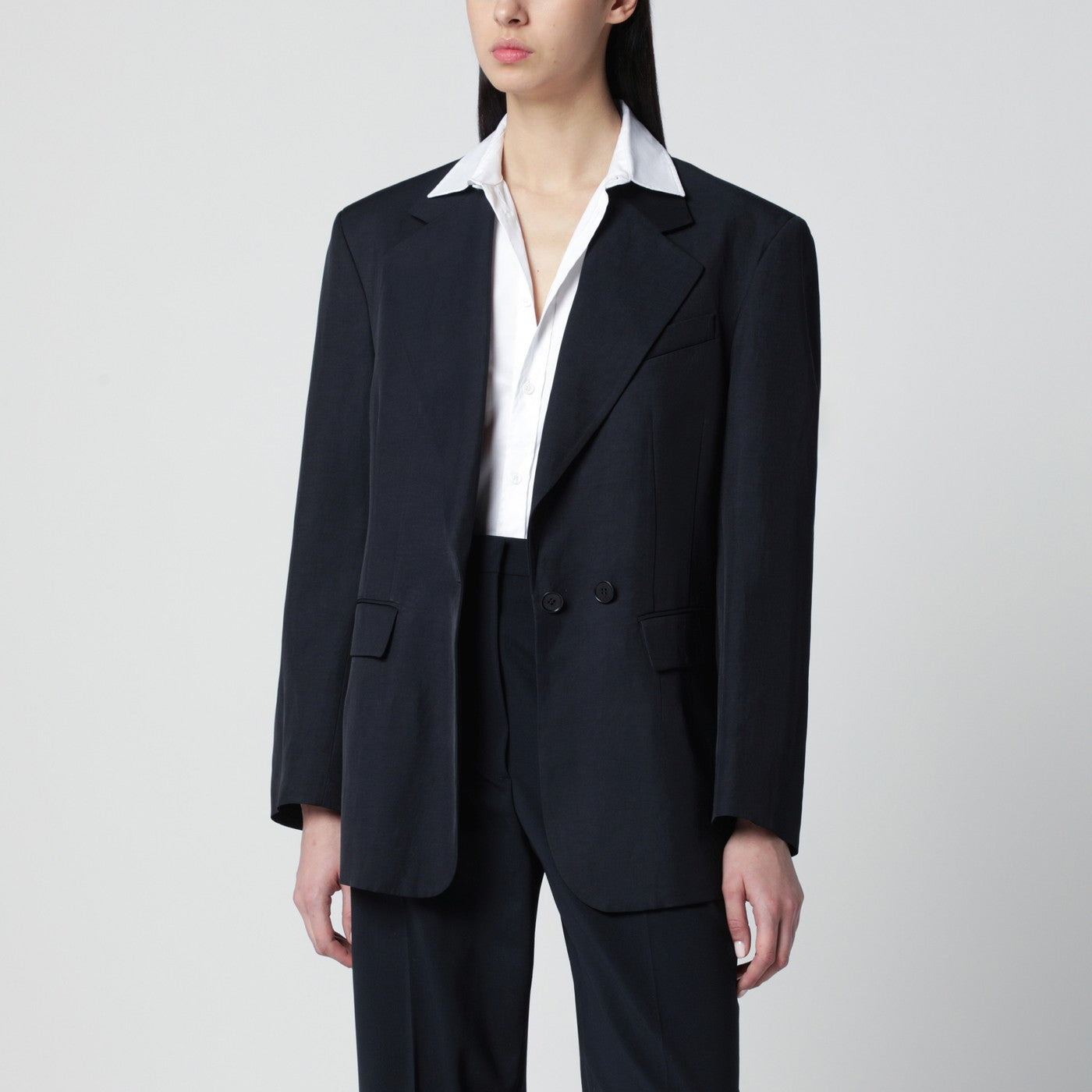 P.A.R.O.S.H. Blue Linen-Blend Single-Breasted Jacket Women P.A.R.O.S.H.