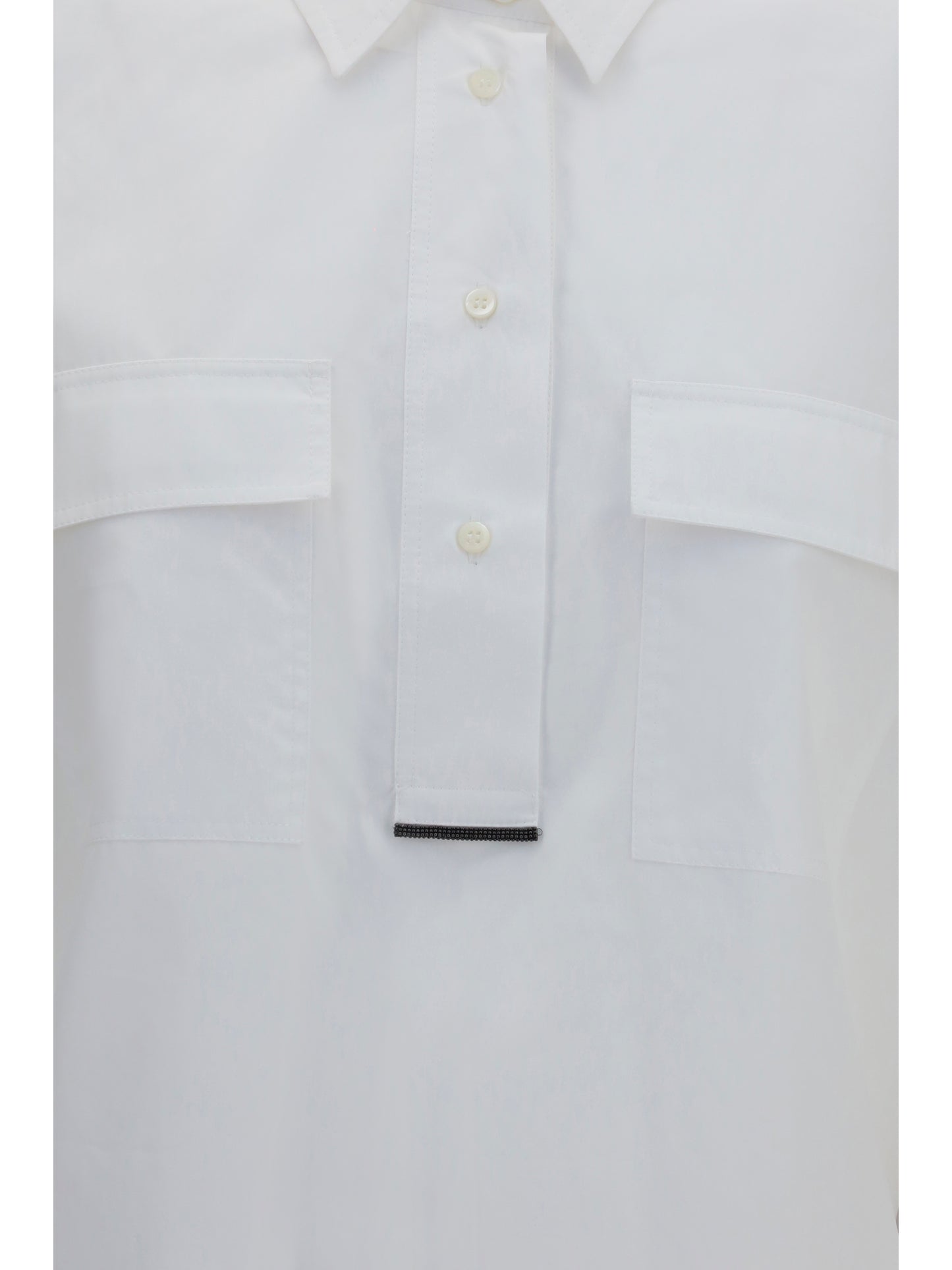 Brunello Cucinelli Women Cotton Shirt With Monili Details BRUNELLO CUCINELLI