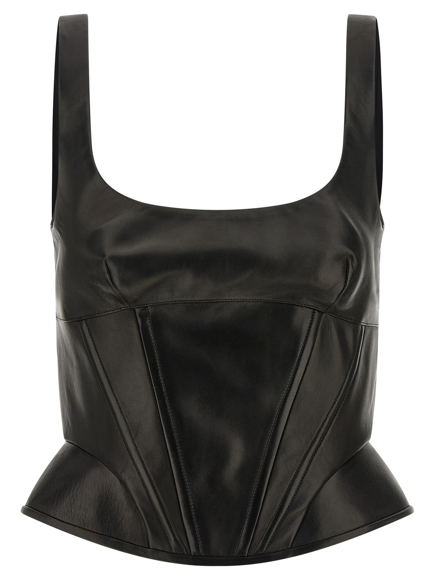 Ermanno Scervino Women Peplos Leather Top ERMANO SCERVINO
