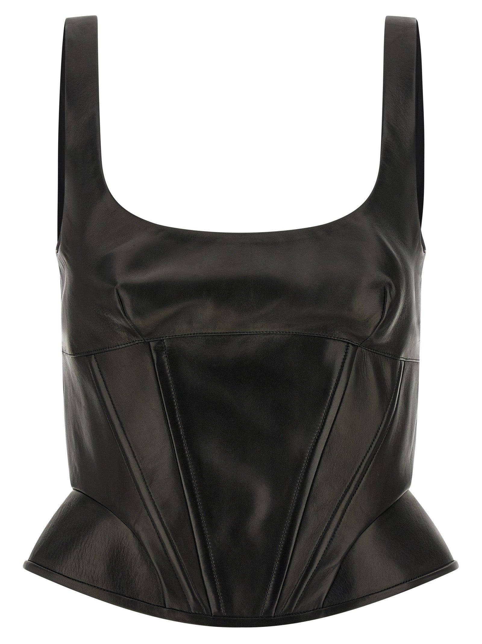 Ermanno Scervino Women Peplos Leather Top ERMANO SCERVINO
