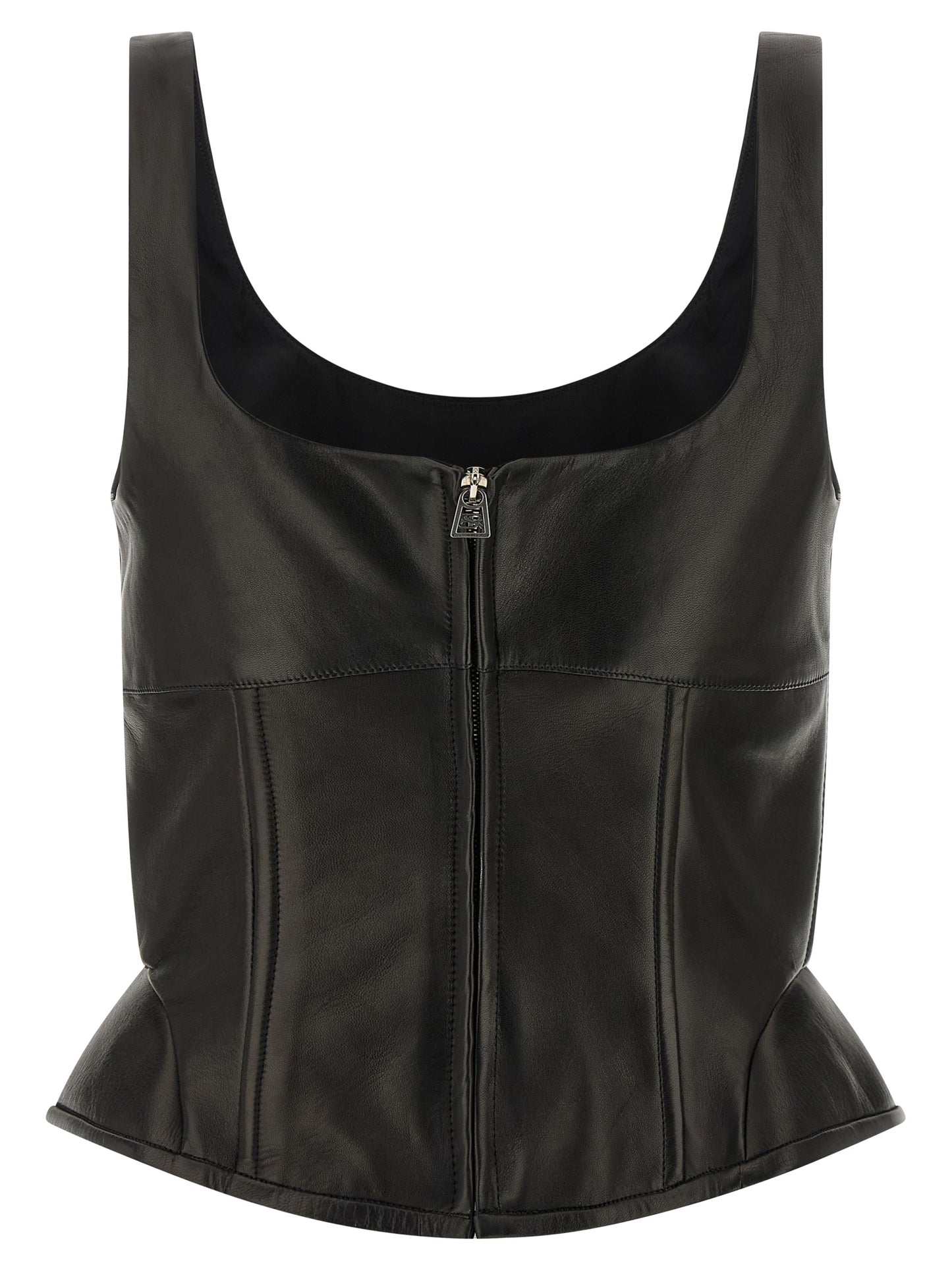 Ermanno Scervino Women Peplos Leather Top ERMANO SCERVINO