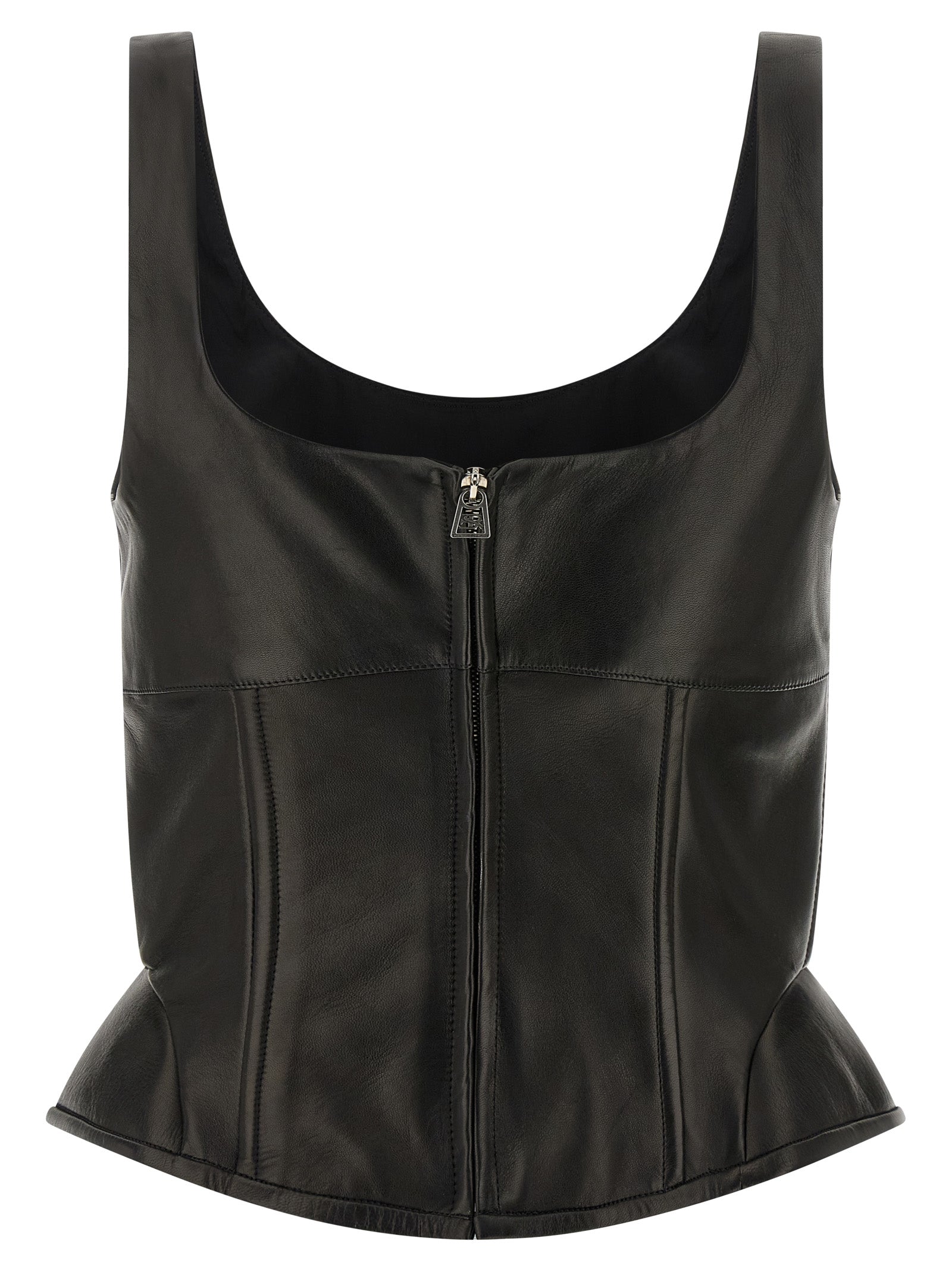 Ermanno Scervino Women Peplos Leather Top ERMANO SCERVINO
