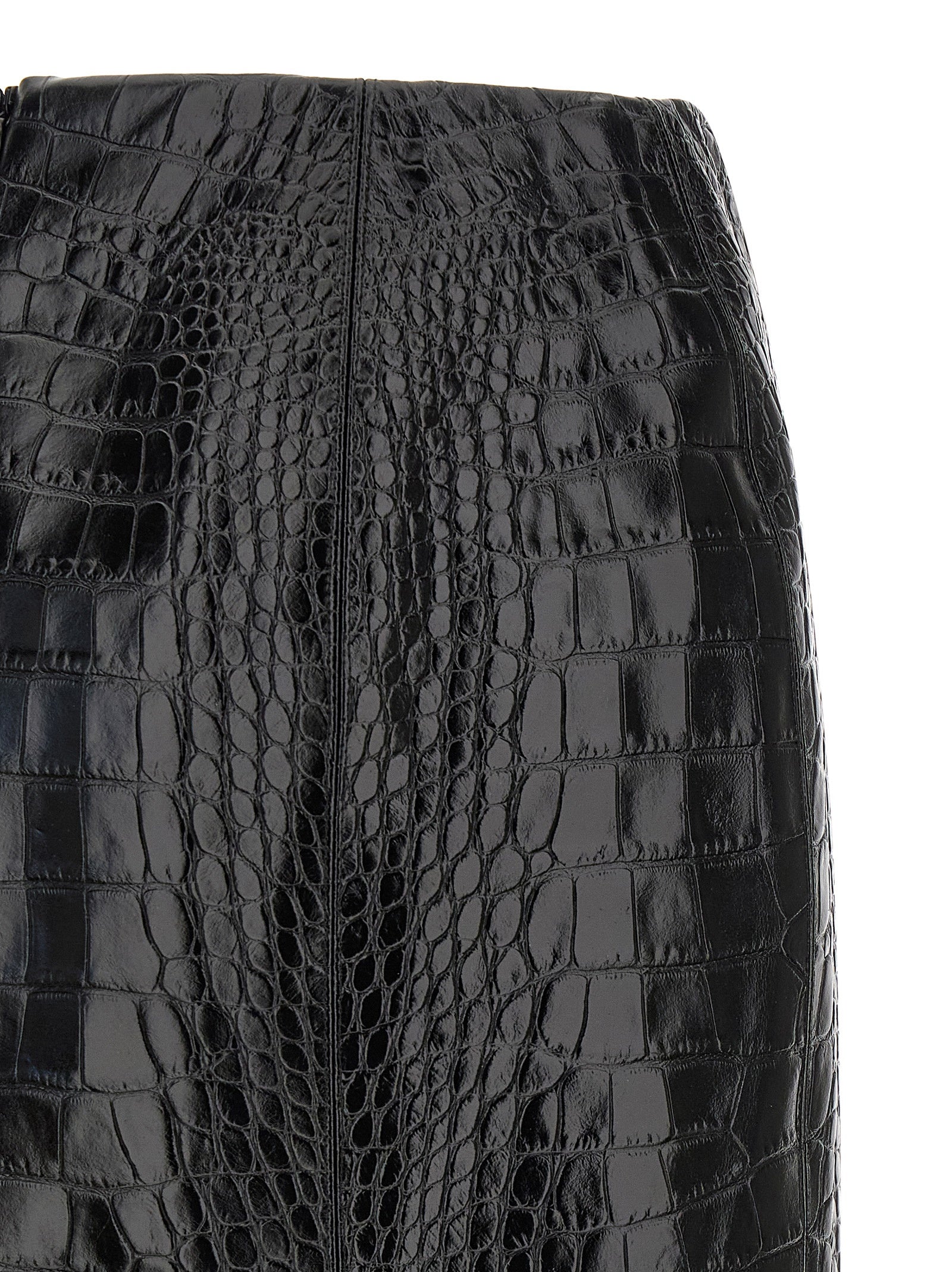 Ermanno Scervino Women Coconut Print Sheath Skirt With Lace ERMANO SCERVINO