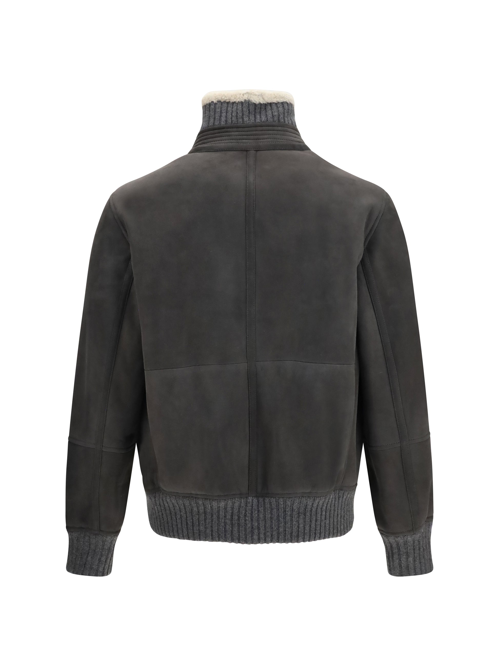 Brunello Cucinelli Men Shearling Jacket With Zip And High Neck BRUNELLO CUCINELLI