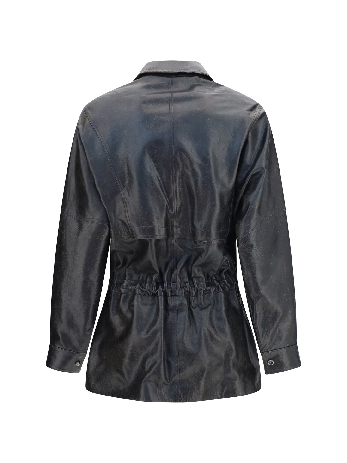 Magda Butrym Women Vintage Leather Jacket With Drawstring