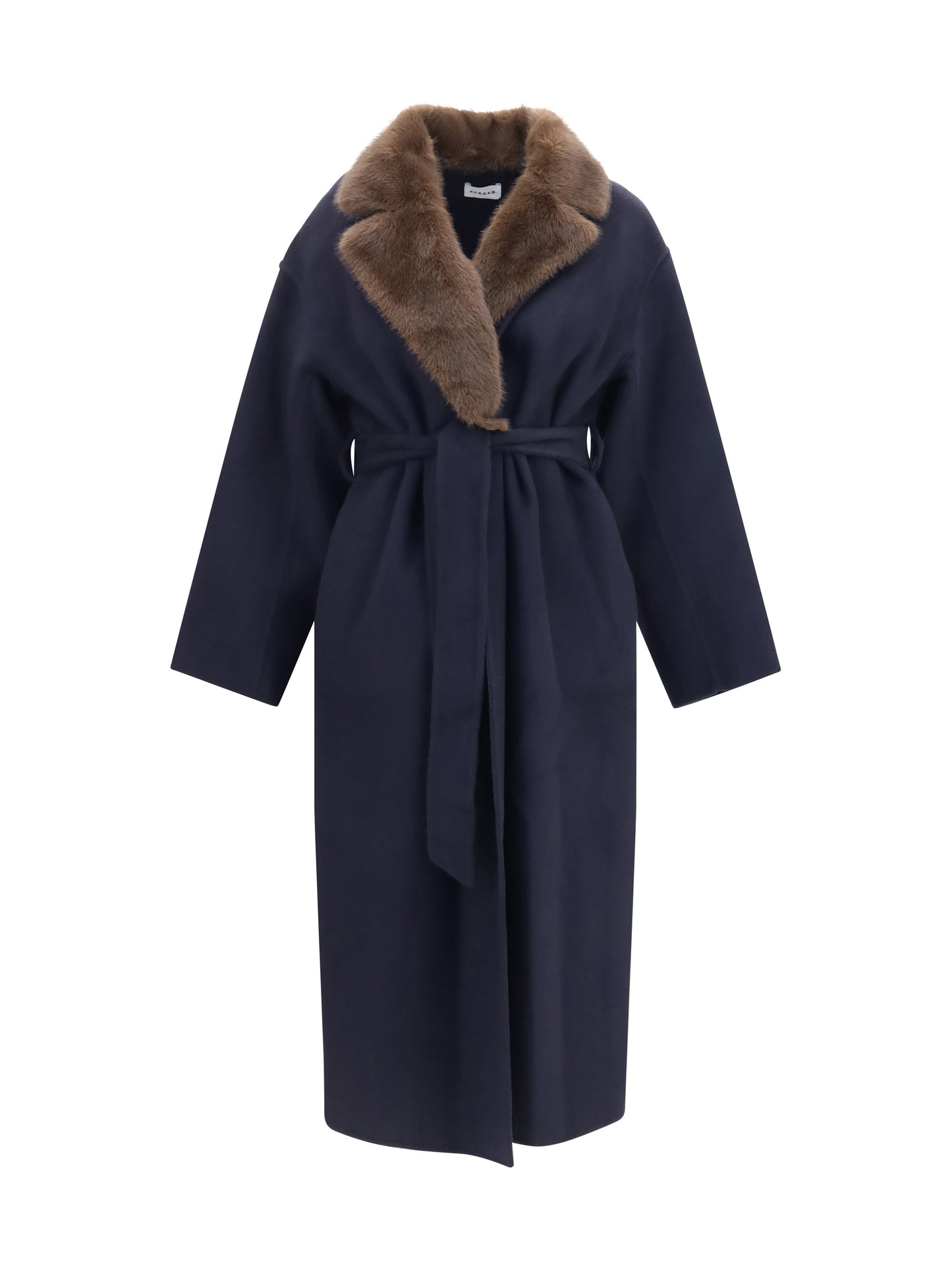 P.A.R.O.S.H. Women Wool Coat With Fur Collar And Belt P.A.R.O.S.H.