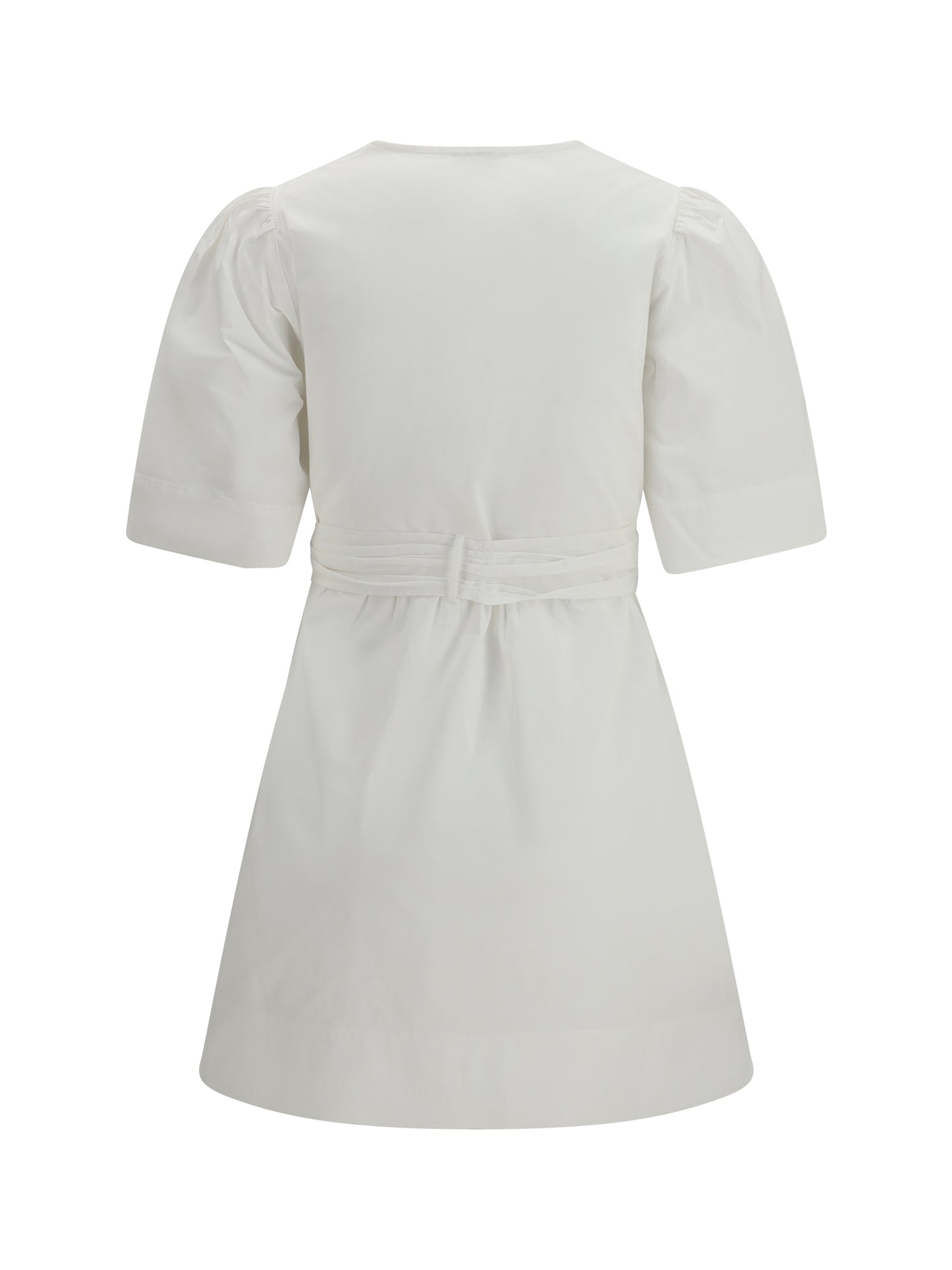Ganni Women Mini Dress With A Deep V-Neckline And Front Tie Bands GANNI