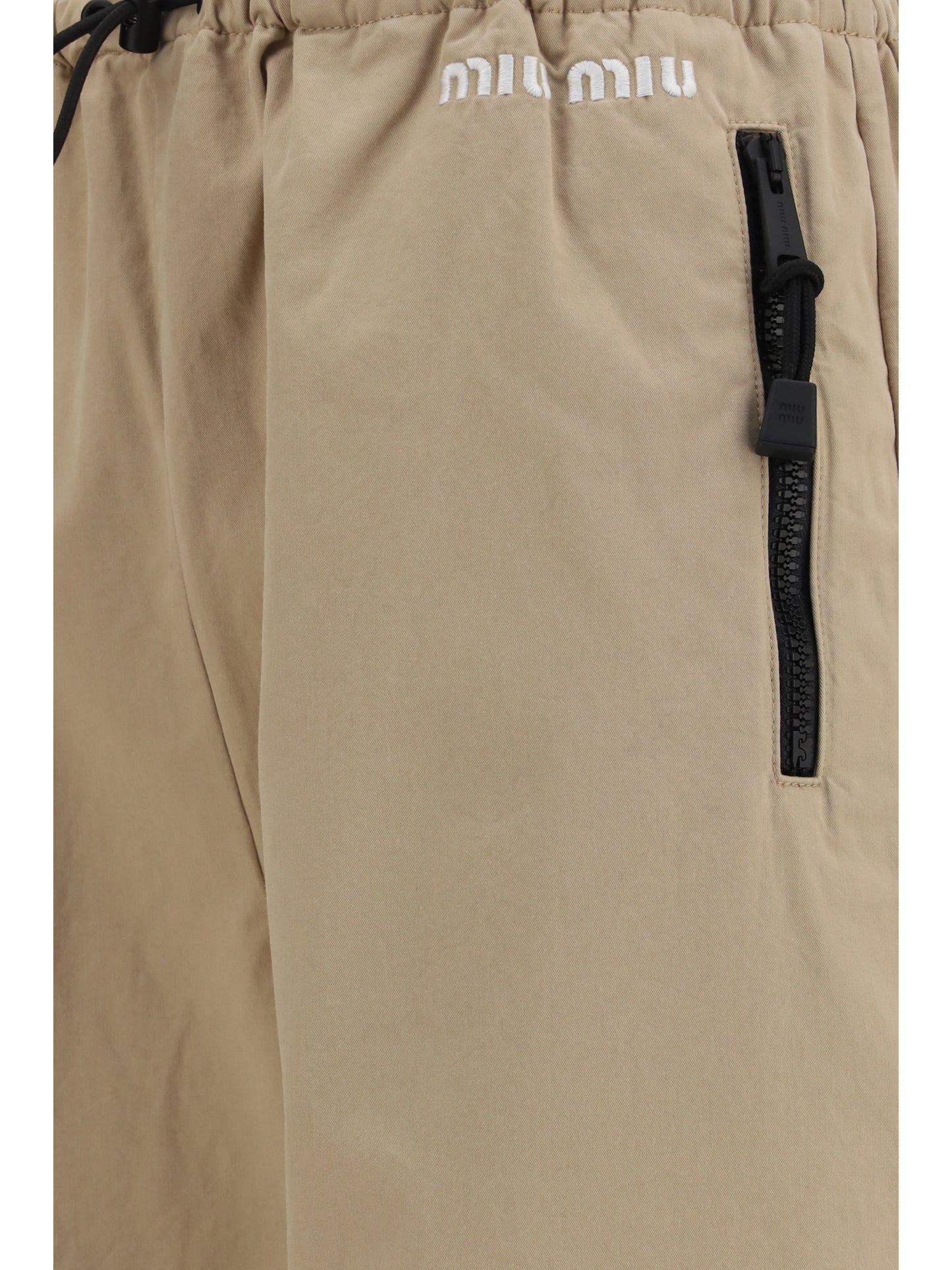 Miu Miu Women Elasticated Waist And Hem Cotton Gabardine Pants MIU MIU