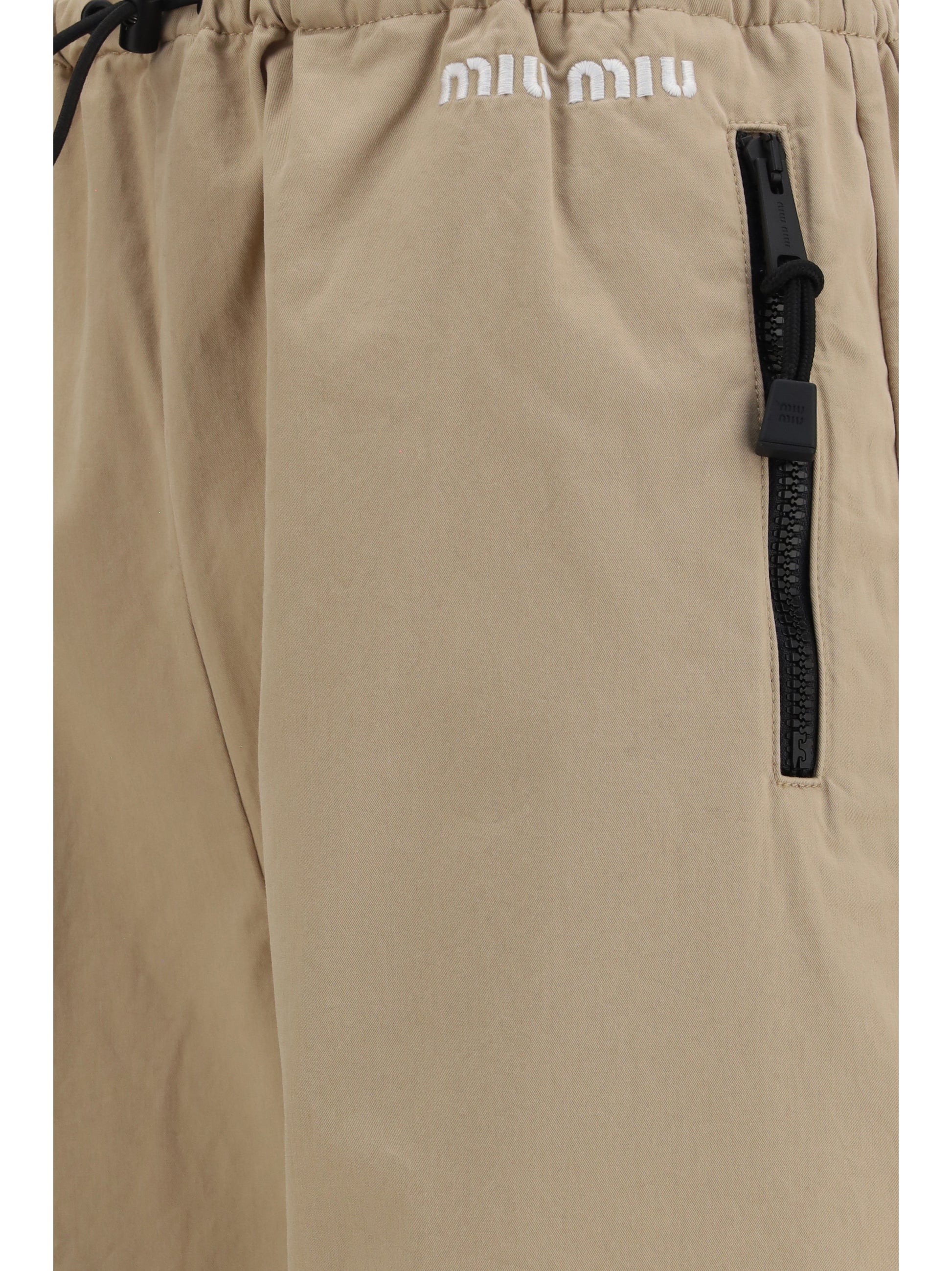 Miu Miu Women Elasticated Waist And Hem Cotton Gabardine Pants MIU MIU