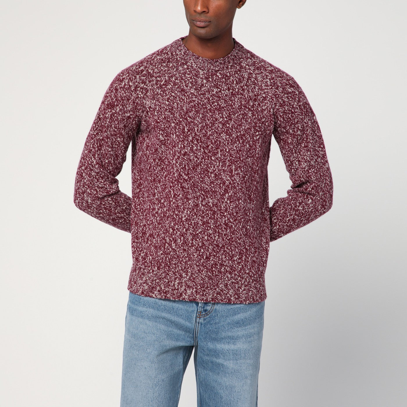 Drumohr Grape-Coloured Pattern Wool Sweater Men Drumohr