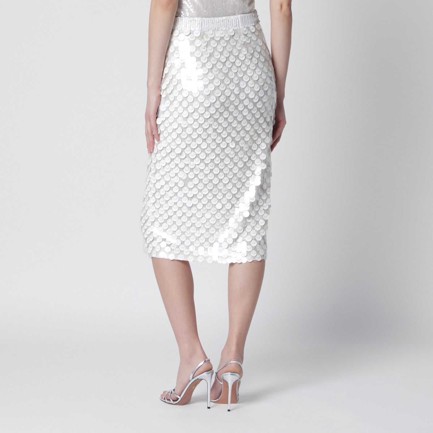 P.A.R.O.S.H. Cream Sequin Pencil Skirt Women P.A.R.O.S.H.